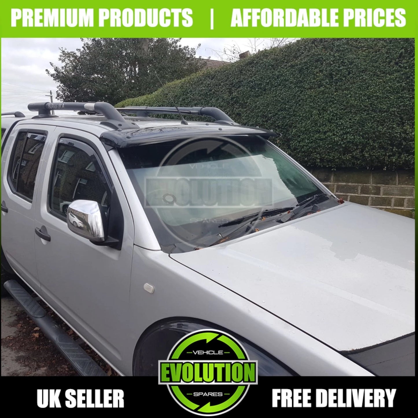 Sun Visor Sunvisor Solid Gloss Black Acrylic fits Nissan Navara D40 2006-2015