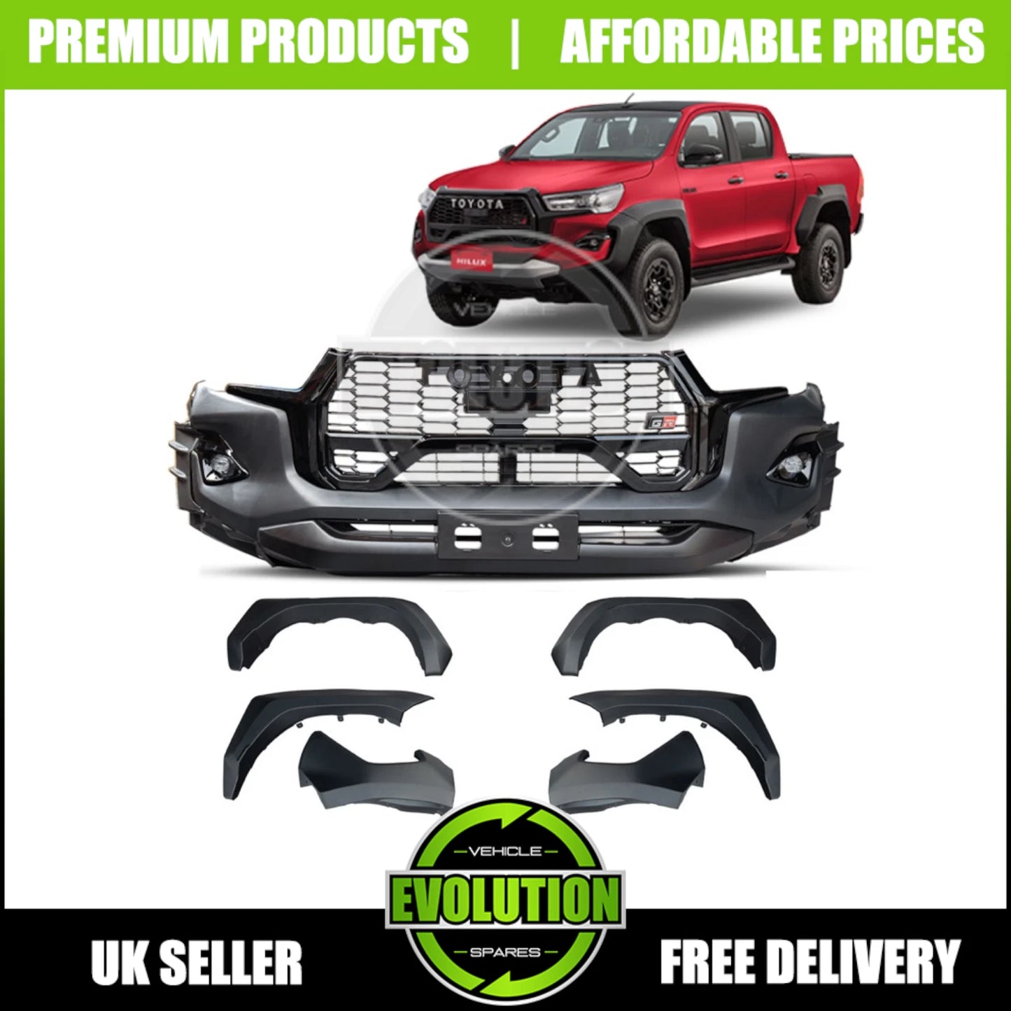 GR SPORT BODY KIT FRONT BUMPER WHEEL ARCHES BODY FOR TOYOTA HILUX MK9 2021+