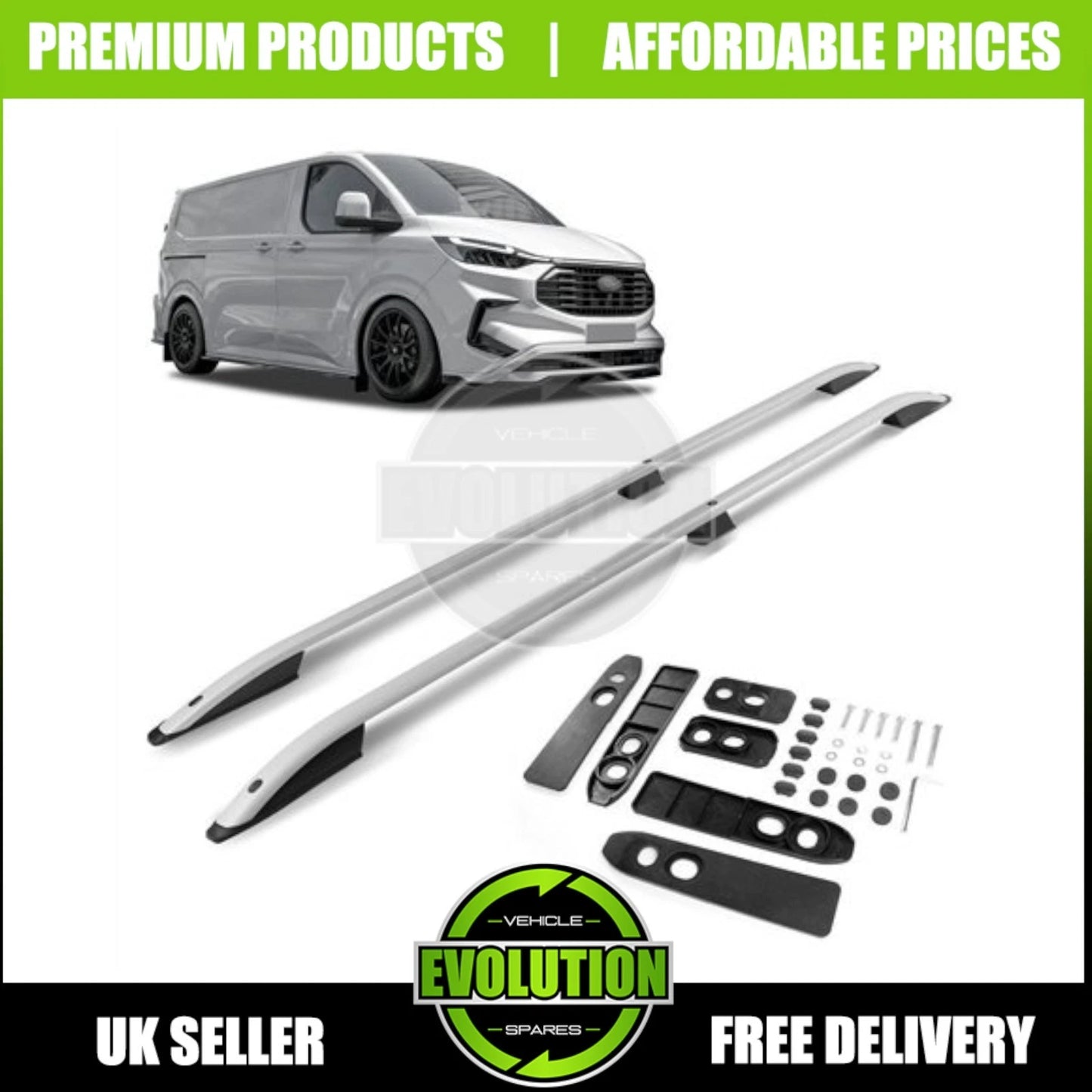 ROOF RAILS BARS SILVER RACK BAR SWB FITS FORD TRANSIT CUSTOM 2023-- MK2