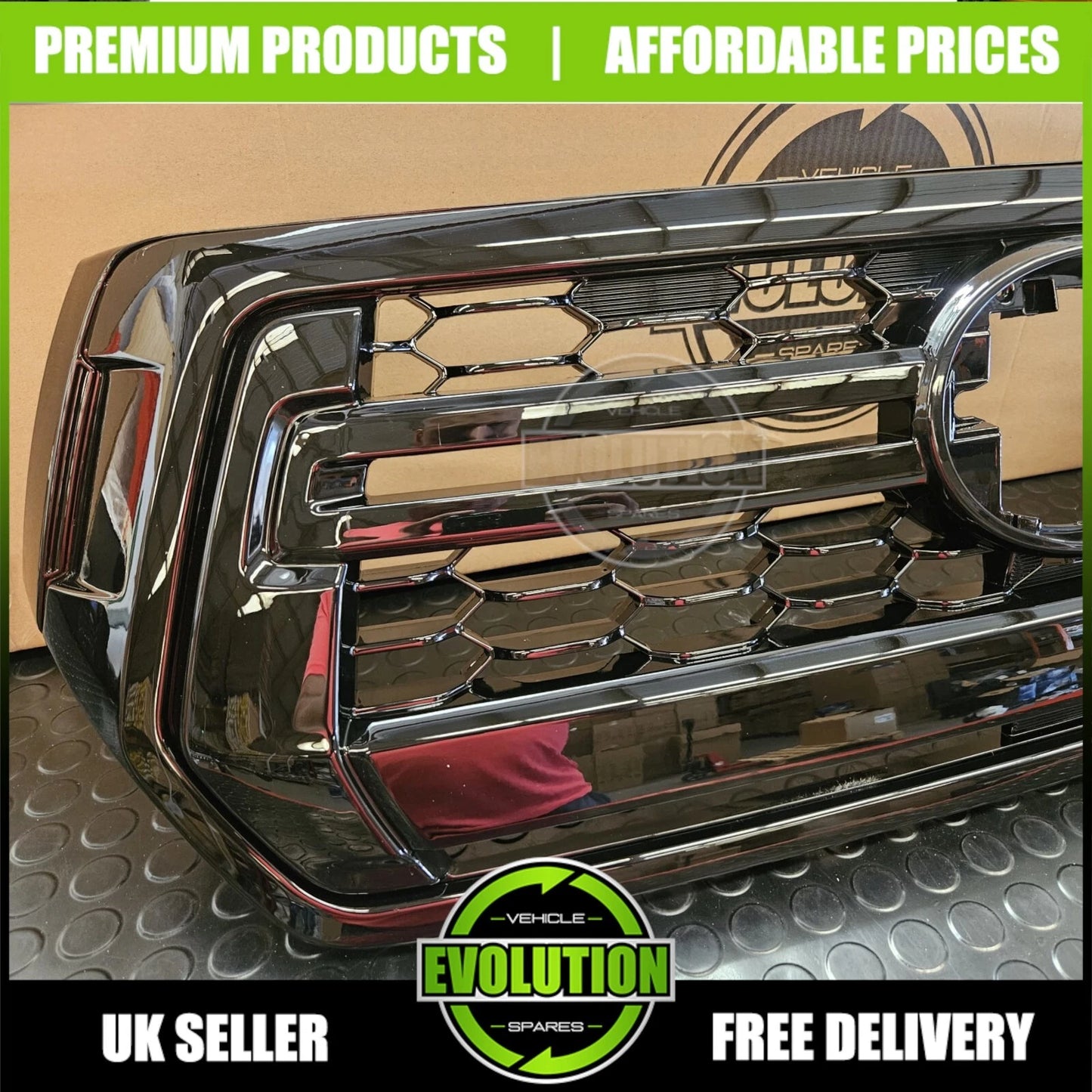 GLOSS BLACK FRONT GRILLE ROCCO GRILL FOR TOYOTA HILUX INVINCIBLE X MK8 2018-2020