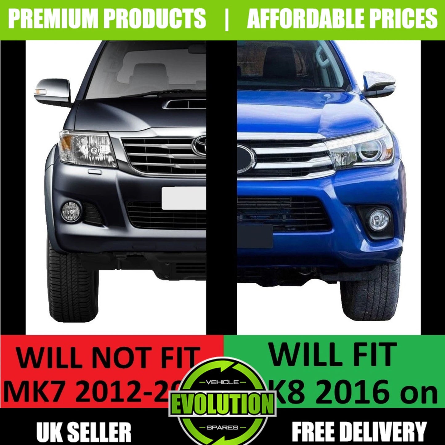 Headlight Headlamp LED DRL Passenger Left Replacement Toyota Hilux 2016-2020 MK8