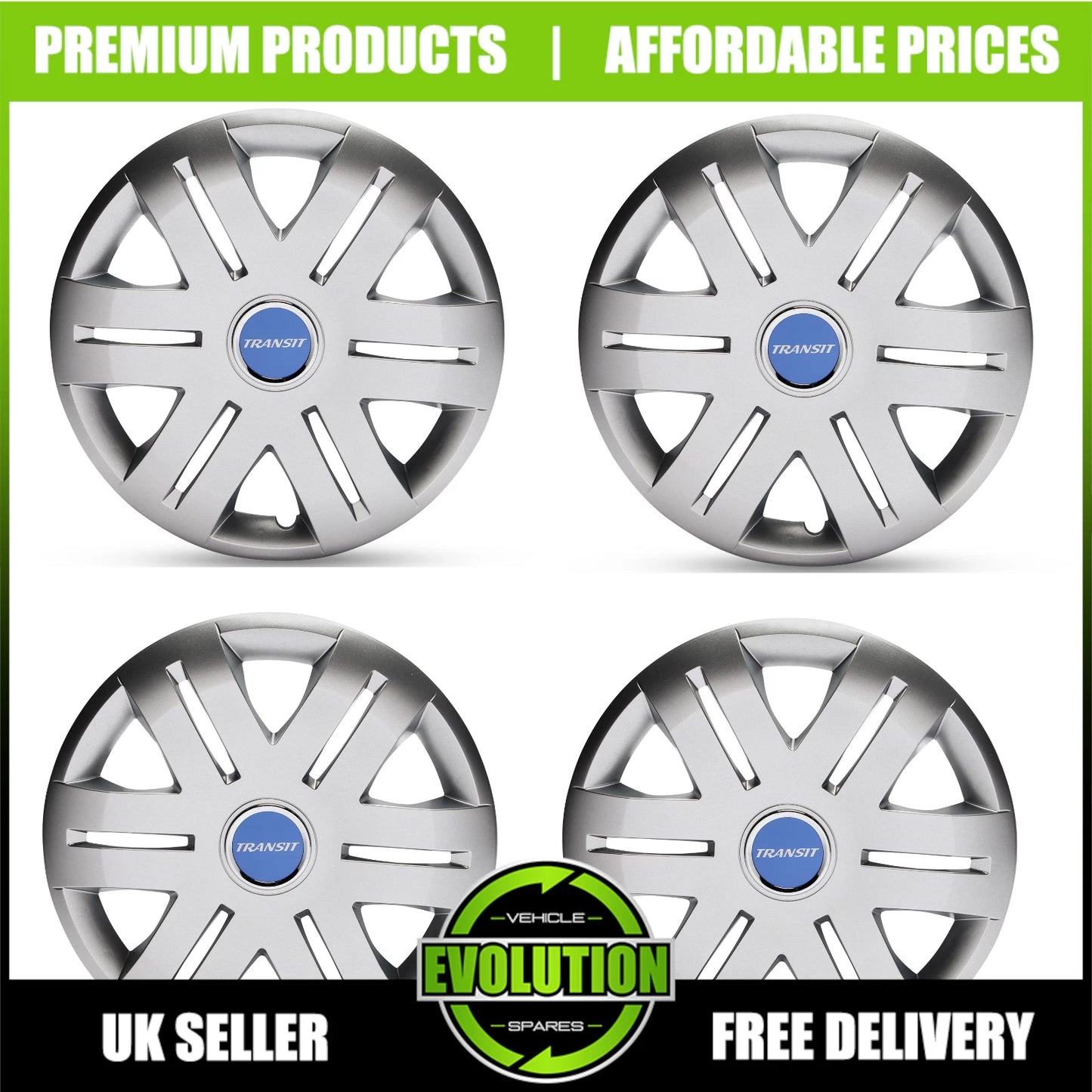 16" WHEEL TRIMS HUB CAPS RIMS COVERS TO FIT FORD TRANSIT CUSTOM 2013-2025