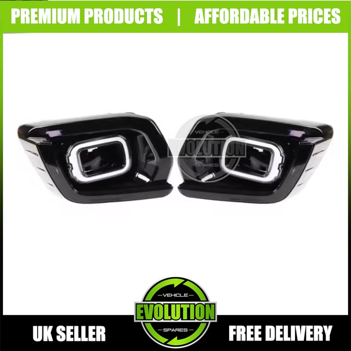 DRL Fog Light Surrounds Gloss LED Covers Fits Ford Ranger Wildtrack 2018-2022 T8