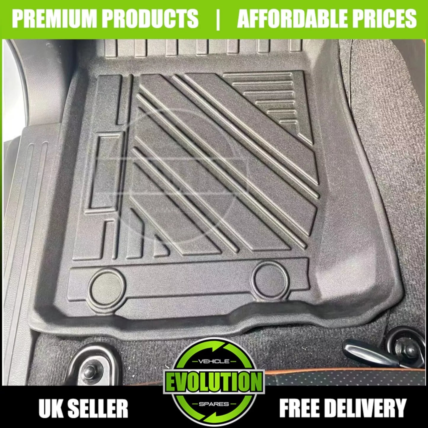 Rubber Floor Mats Deep Mud Heavy Duty Tailored 5D Moulded Toyota Hilux 2016-2024