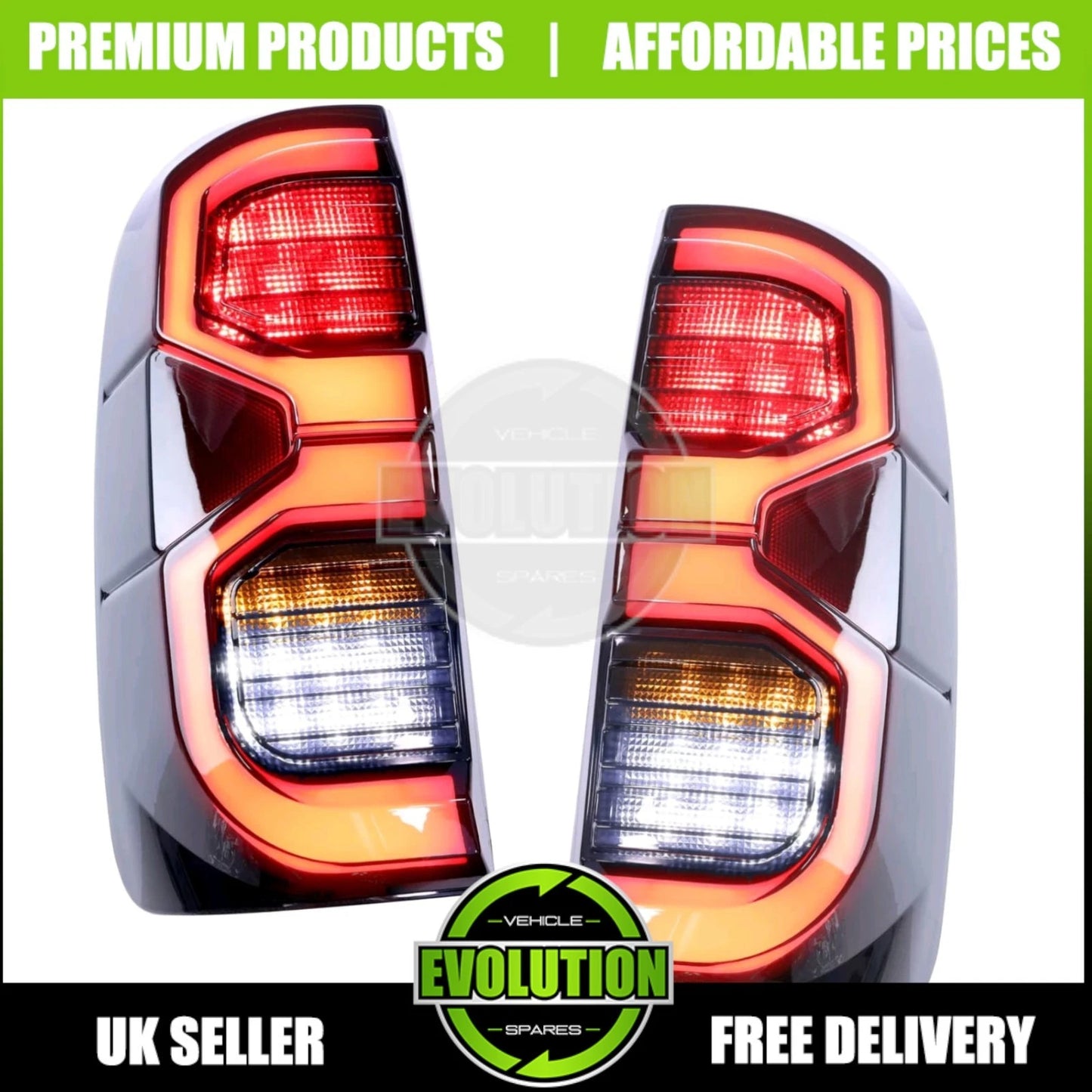 GR STYLE LED TAIL LIGHT SMOKED REAR LIGHTS UPGRADE FOR TOYOTA HILUX 2016-2024