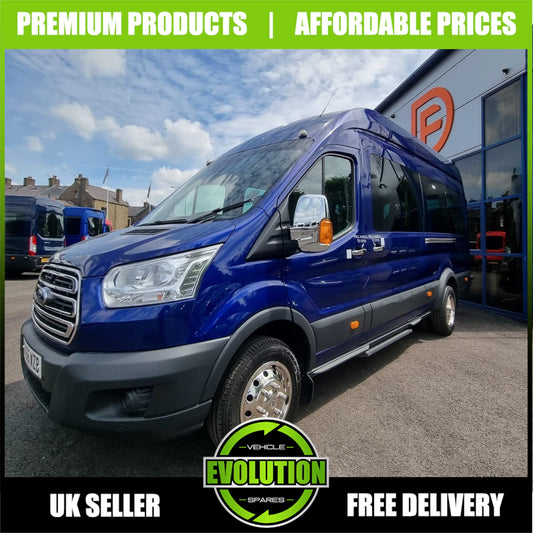 TO FIT FORD TRANSIT CHROME WING SIDE MIRROR COVERS SURROUNDS CAPS SET 2014+ MK8