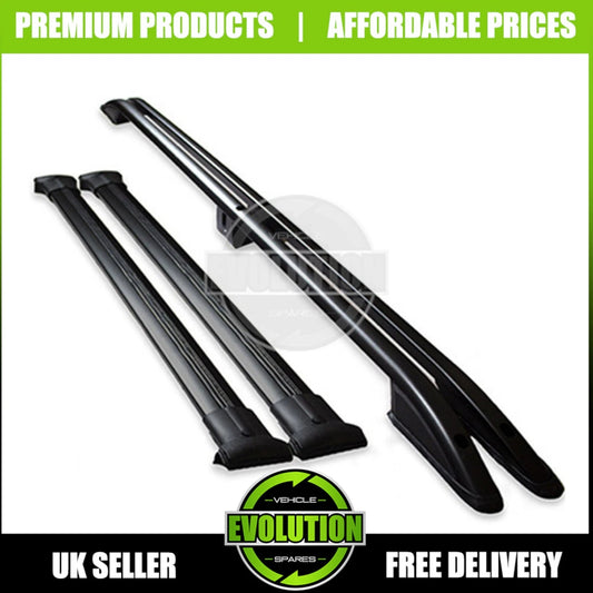 ROOF RACK RAILS & CROSS BARS SET SATIN BLACK FITS FORD TRANSIT CONNECT 2003-2014