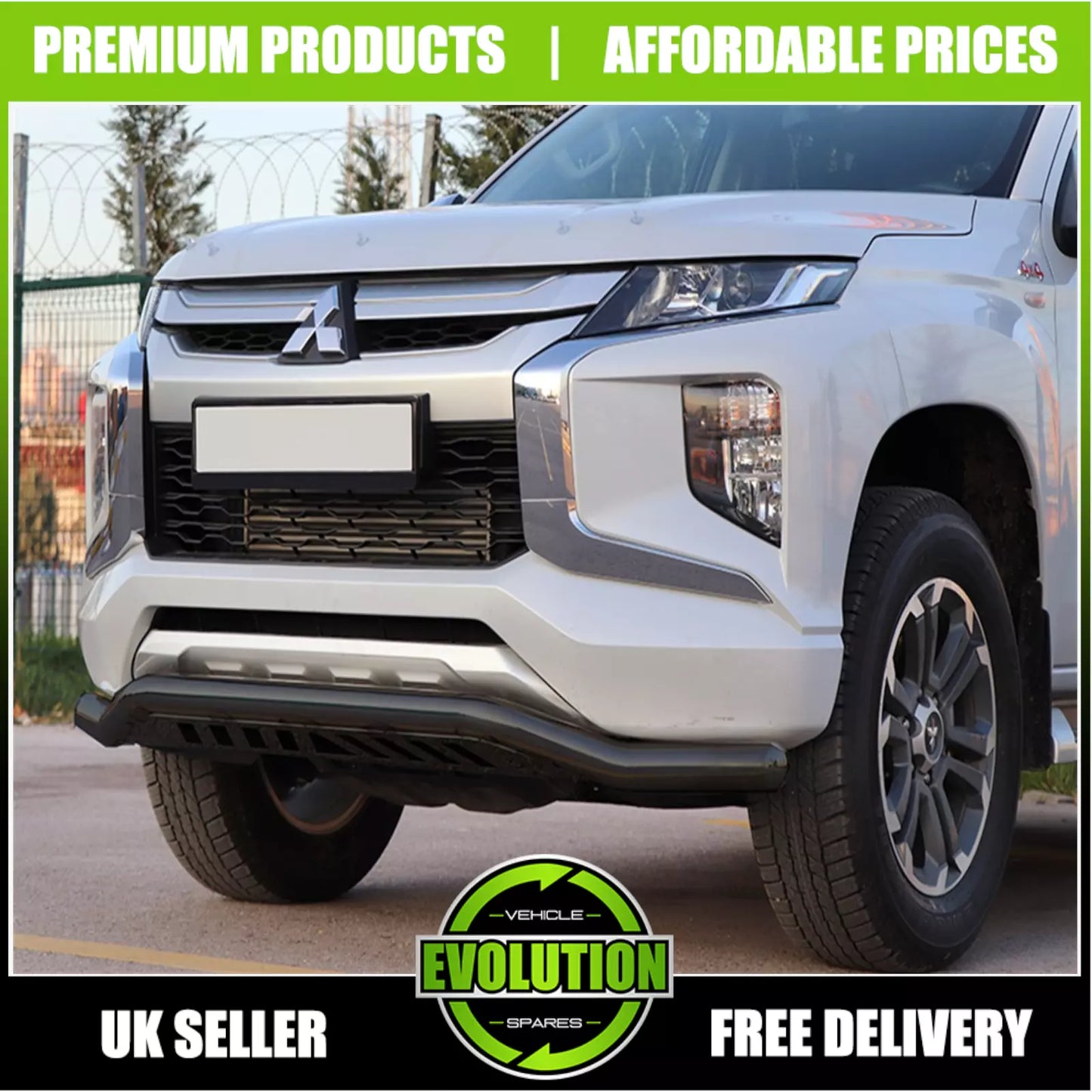 BLACK NUDGE A-BAR BULL BAR GUARD CITY AXLE TO FIT MITSUBISHI L200 2019+