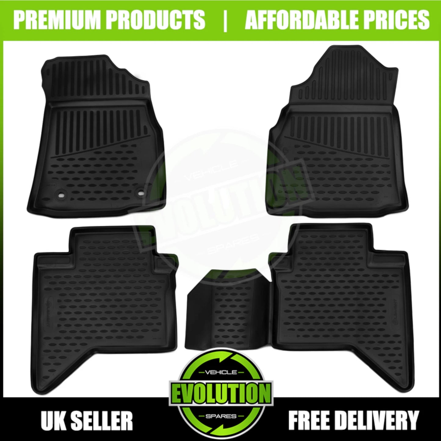 Tailored Rubber Floor Mats Mat FITS TOYOTA HILUX D-CAB 2016-2024 Set heavy duty