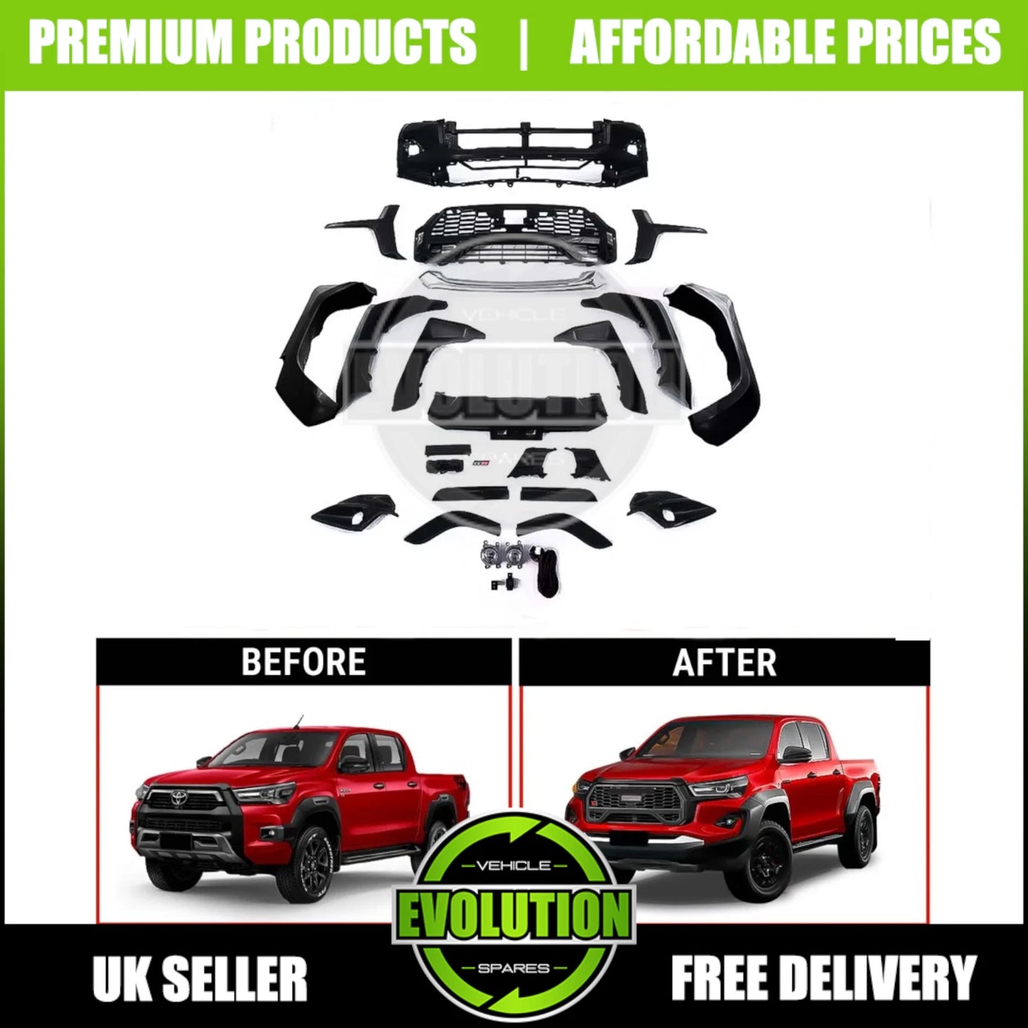 GR SPORT BODY KIT FRONT BUMPER WHEEL ARCHES BODY FOR TOYOTA HILUX MK9 2021+