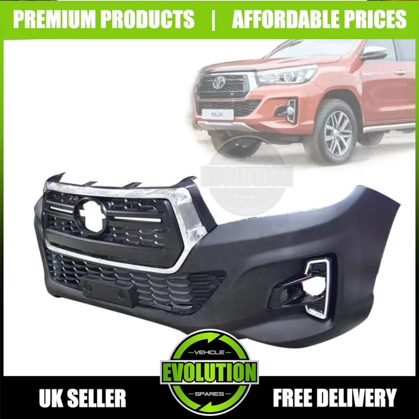 Toyota Hilux Revo Front Bumper & Grille Conversion Kit | 2016-2020 to  Invincible X Look