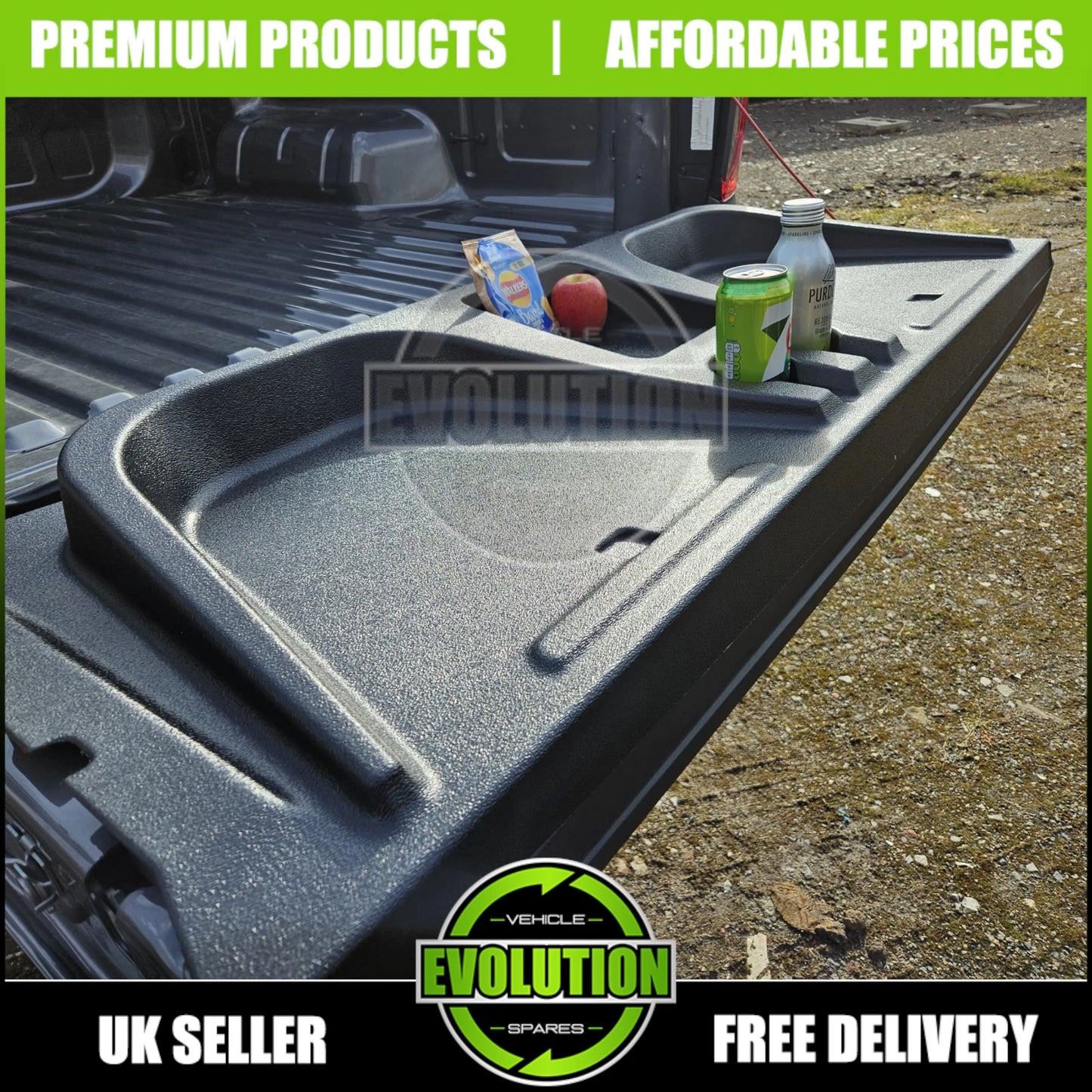 TAILGATE SEAT BENCH CHAIR CUP HOLDERS BED FOR TOYOTA HILUX 2016-2024