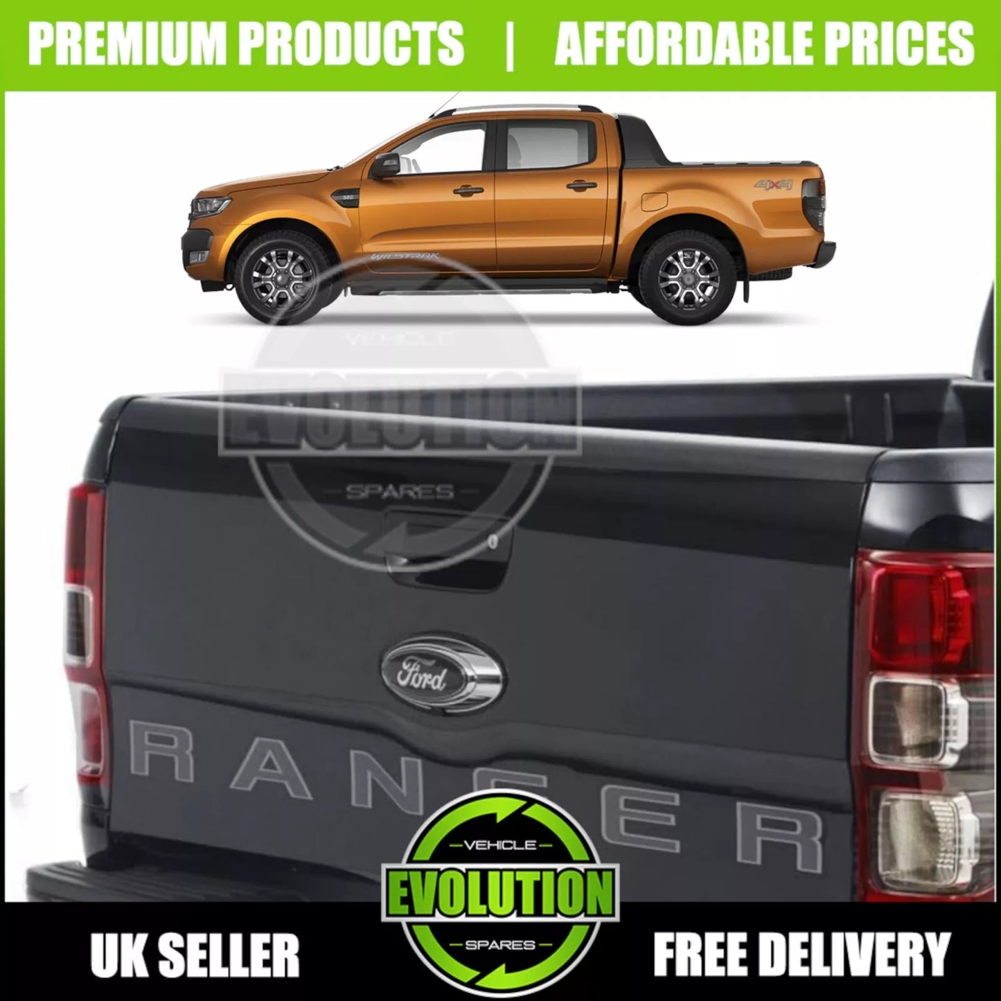 Ford Ranger T6 T7 T8 (2012-2022) Bed Rail & Tailgate Cap Protector Set
