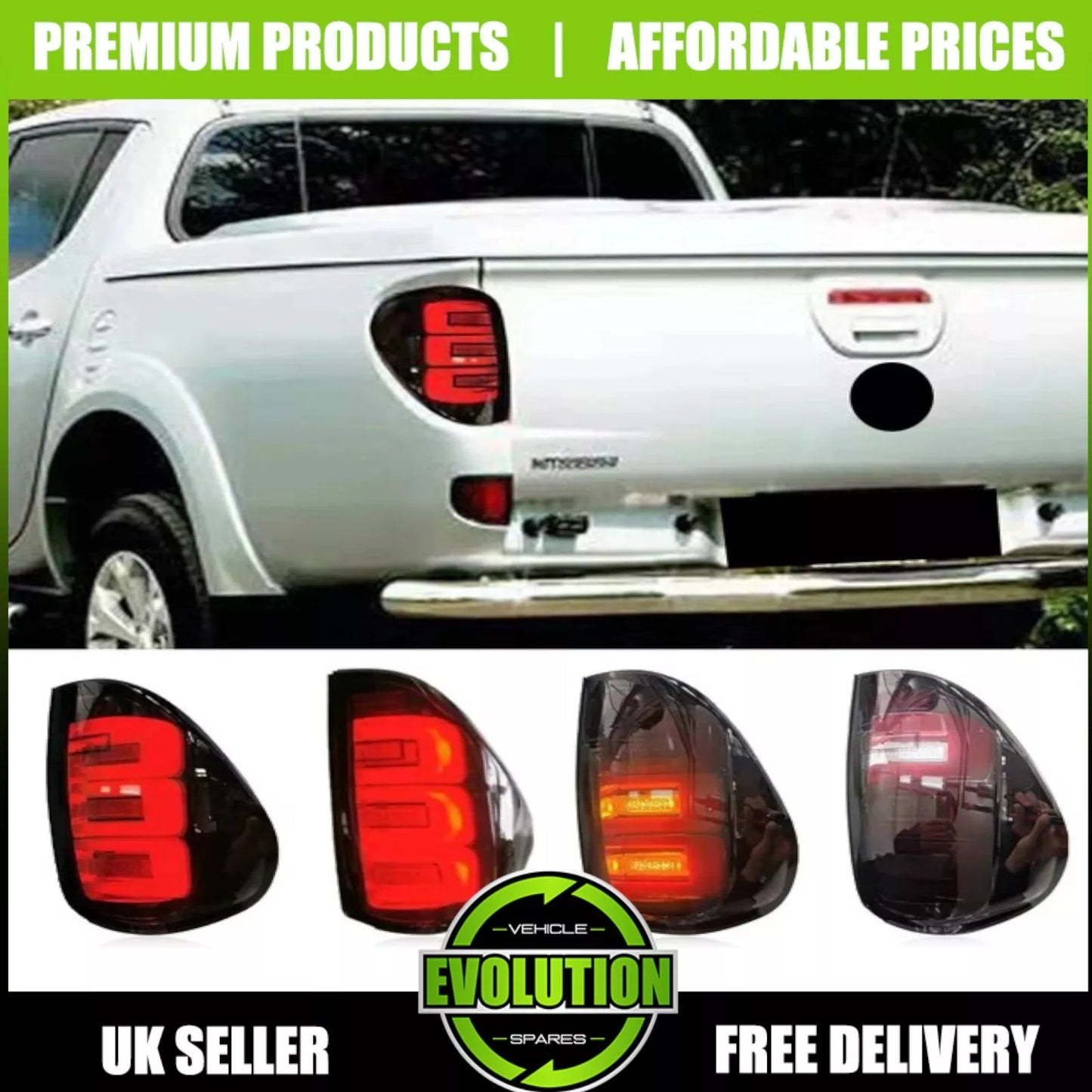 LED Rear back Lights For Mitsubishi L200 2005-14 Smoked black back light