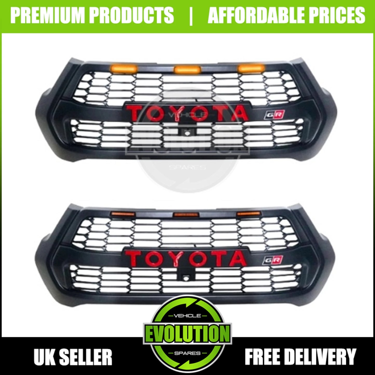 FRONT GRILLE GRILL GR SPORT SYLE LED MATTE FOR TOYOTA HILUX INVINCIBLE 2020-2025