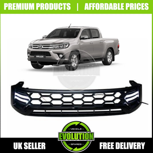 BLACK FRONT GRILLE LED ROCCO GRILL FOR TOYOTA HILUX MK8 2016-2020