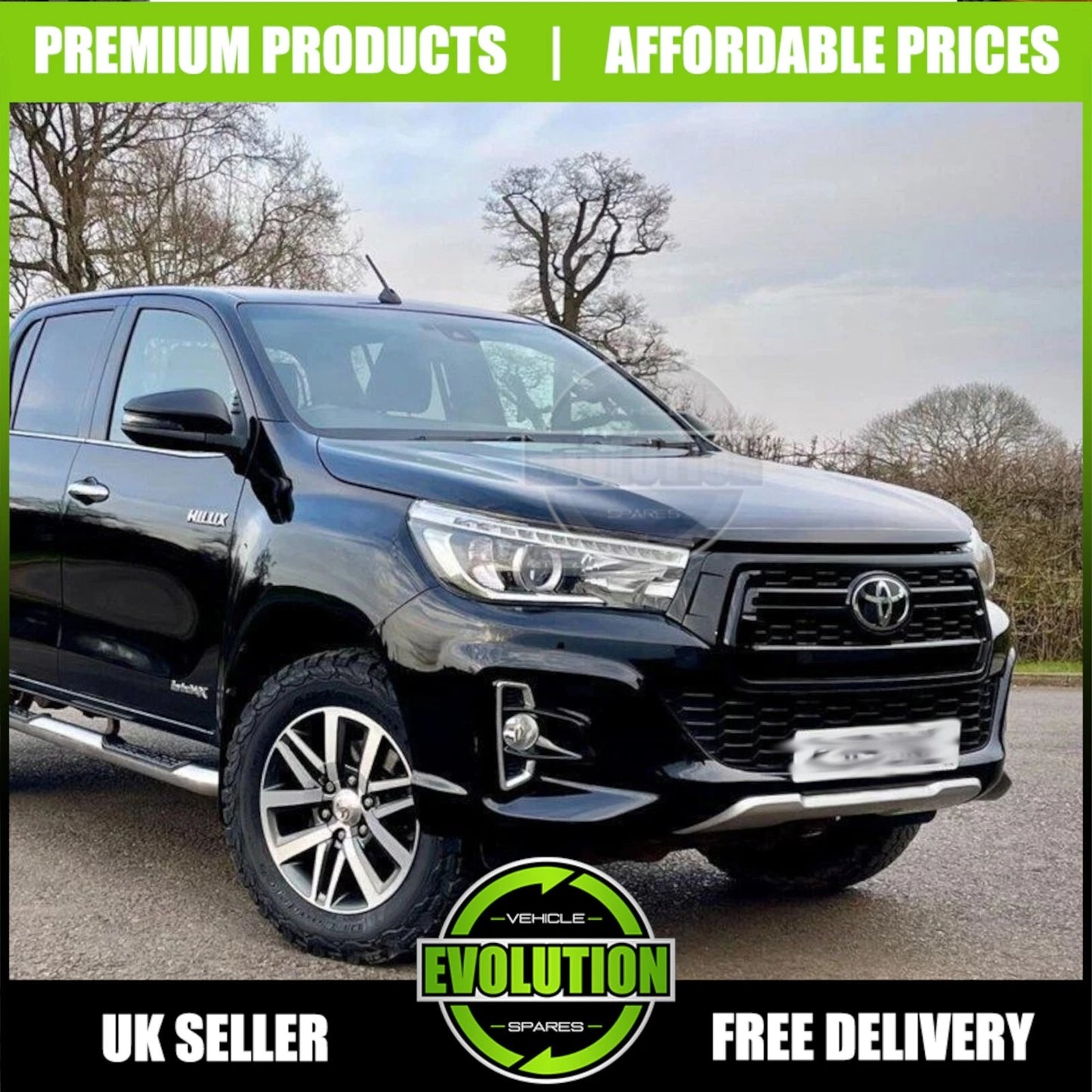 GLOSS BLACK FRONT GRILLE ROCCO GRILL FOR TOYOTA HILUX INVINCIBLE X MK8 2018-2020
