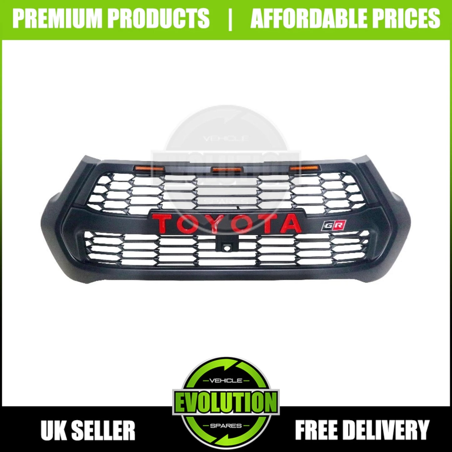 FRONT GRILLE GRILL GR SPORT SYLE LED MATTE FOR TOYOTA HILUX INVINCIBLE 2020-2025