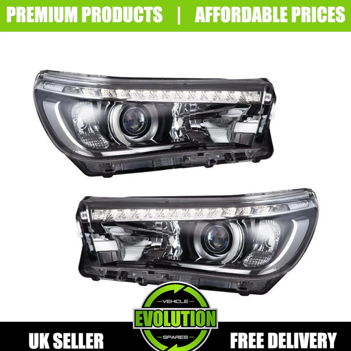 Headlight Headlamp Set Pair LED DRL OEM Replacement Toyota Hilux 2016-2020 MK8