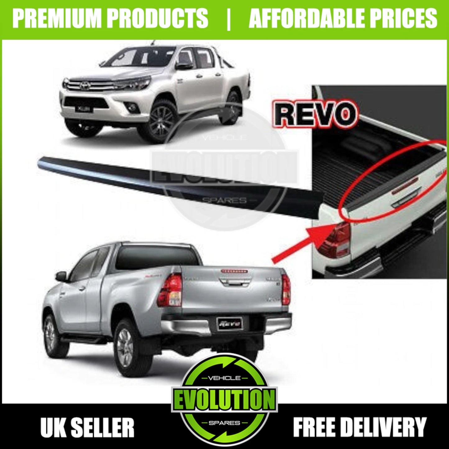 Rear Tailgate Liner Load Bed Trim Bumper Protector For Toyota Hilux 2016-2020