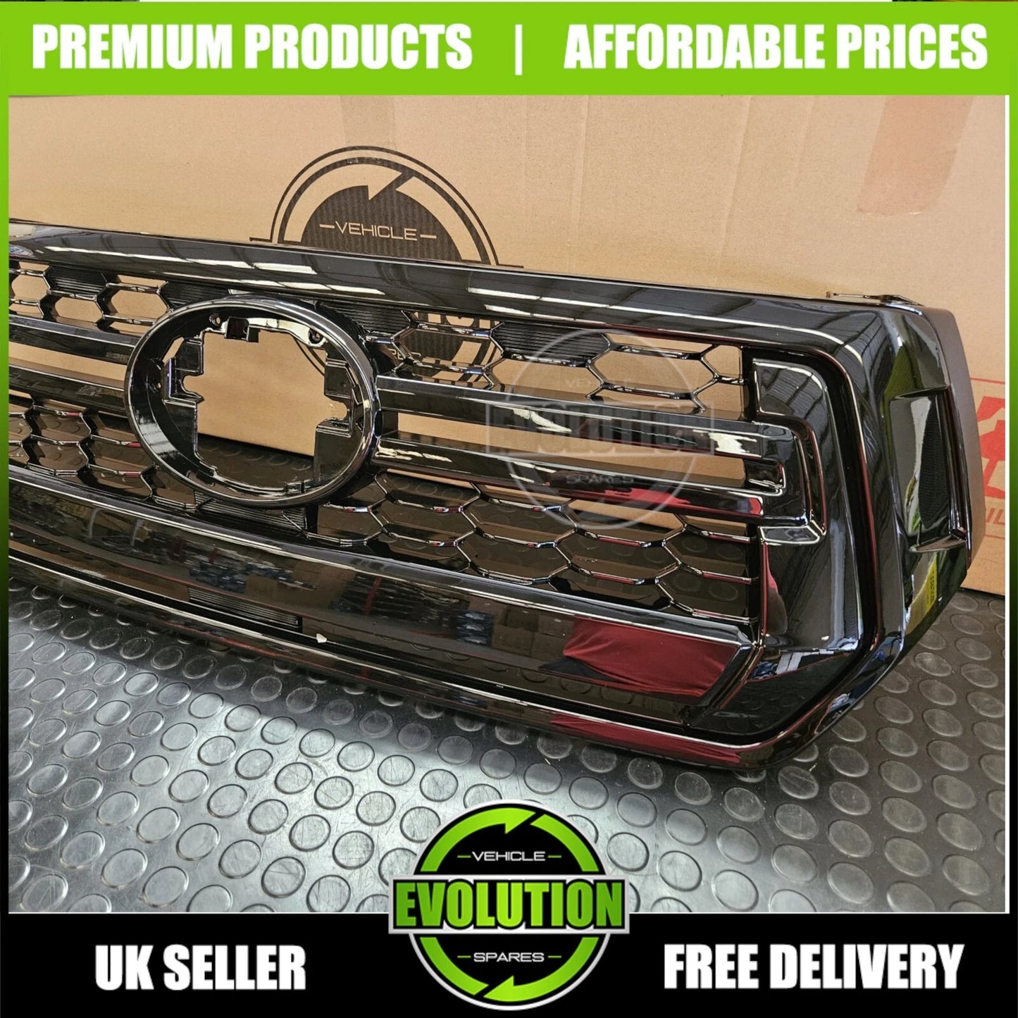 GLOSS BLACK FRONT GRILLE ROCCO GRILL FOR TOYOTA HILUX INVINCIBLE X MK8 2018-2020