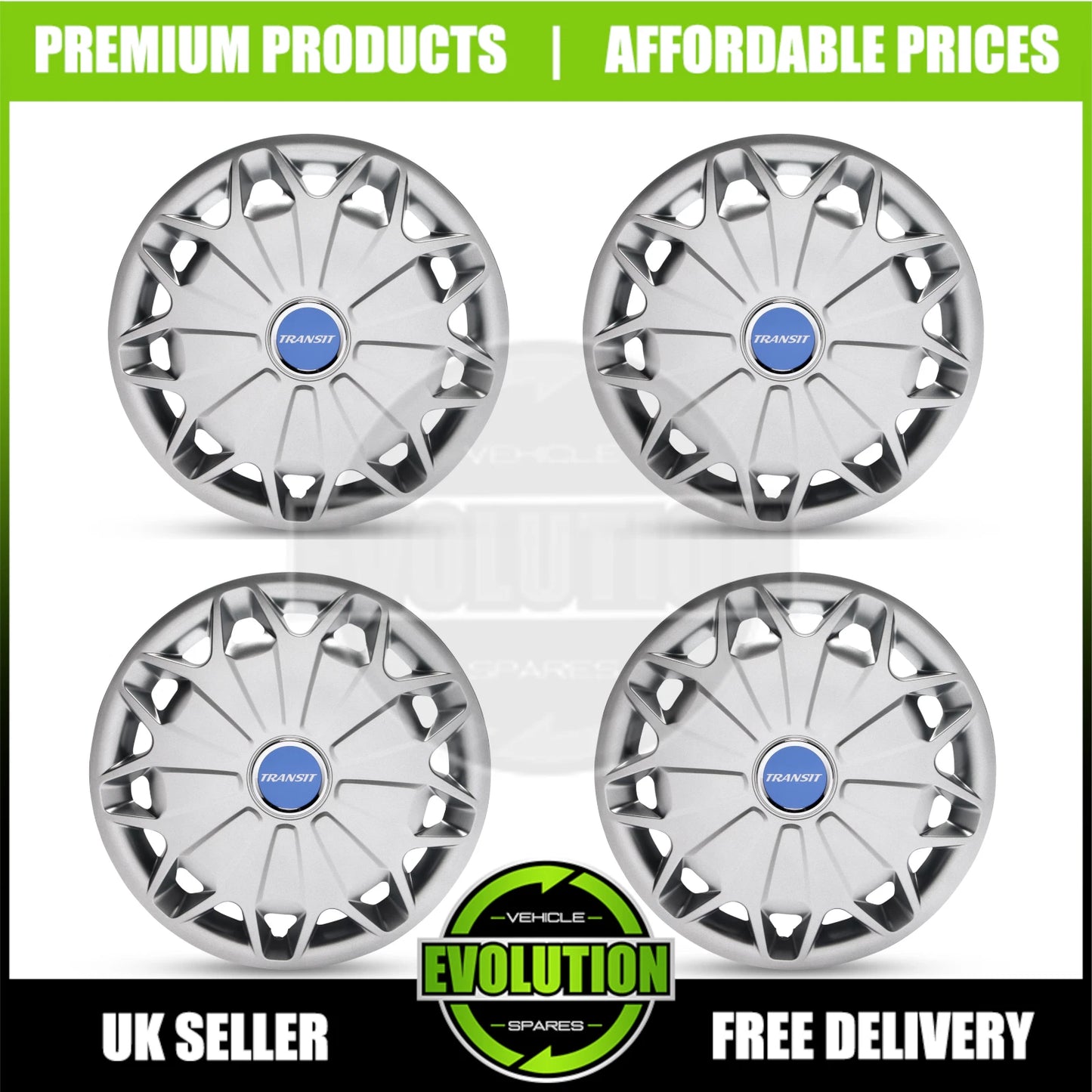 15" WHEEL TRIMS HUB CAPS COVERS RIMS TO FIT FORD TRANSIT CUSTOM 2012 - 2025