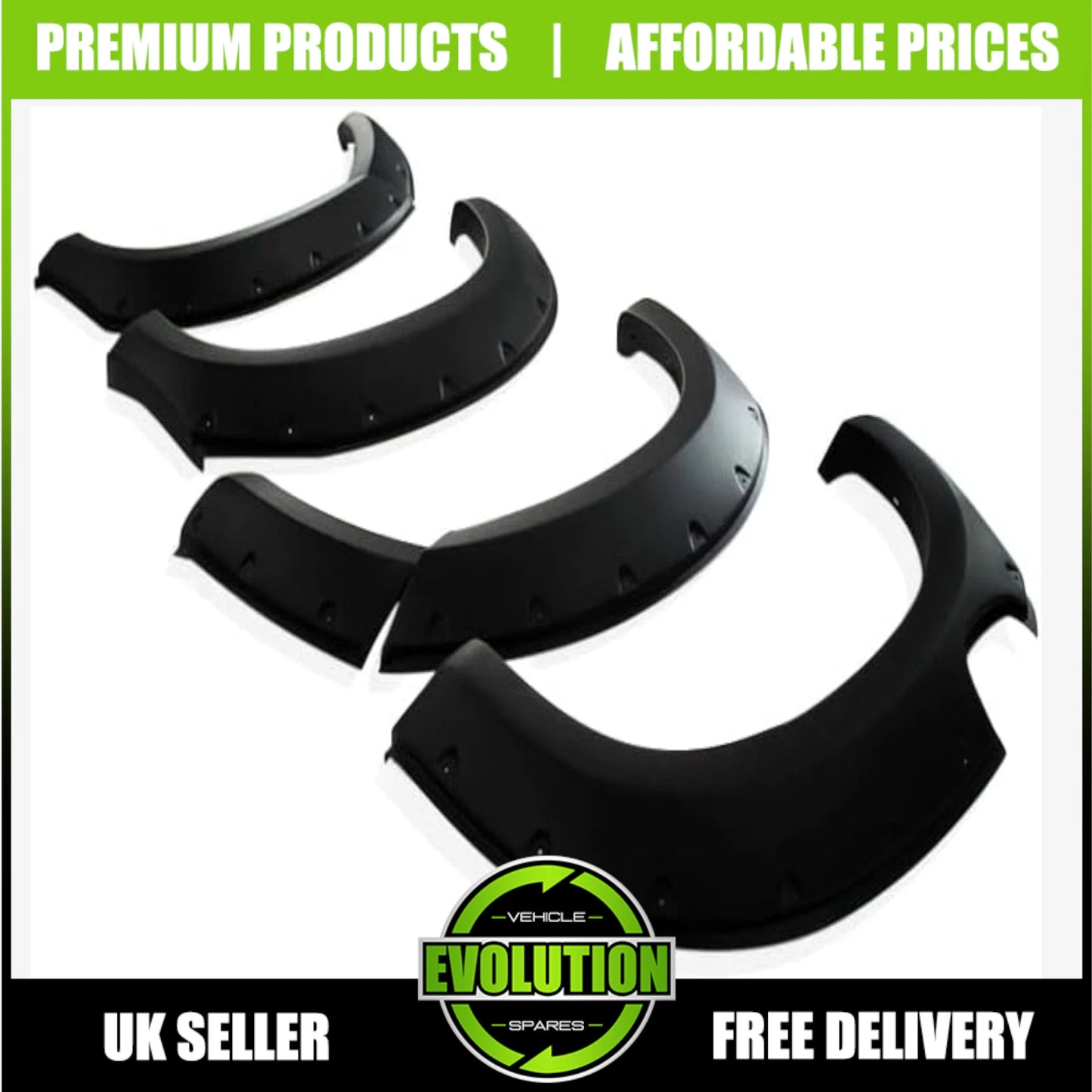 fits Isuzu D-Max 2016-2019 Wide Wheel Arch Kit Matt Black Bolt Look