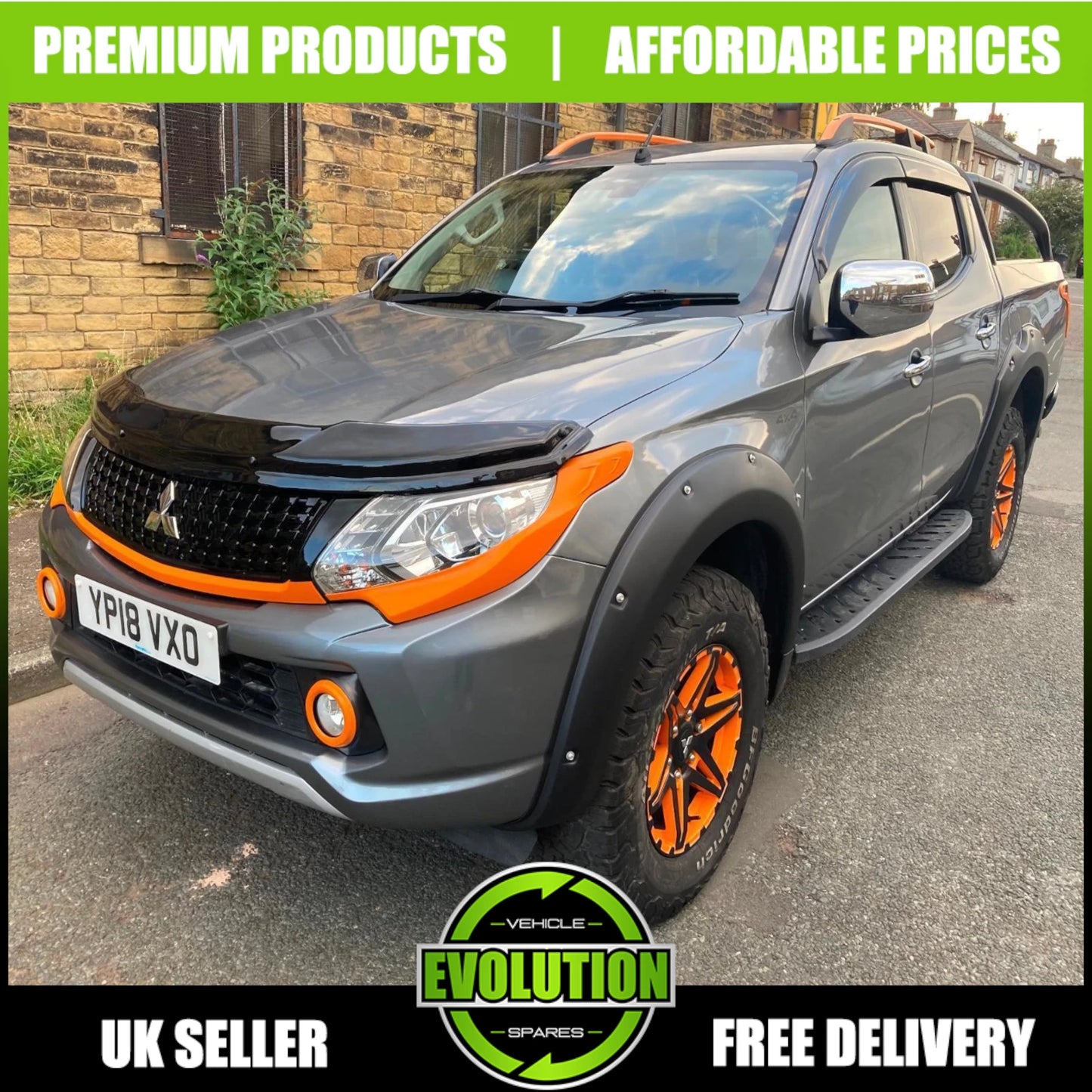 BLACK FRONT BADGELESS DE BADGED GRILLE FITS Mitsubishi L200 2015-2019 TRITON