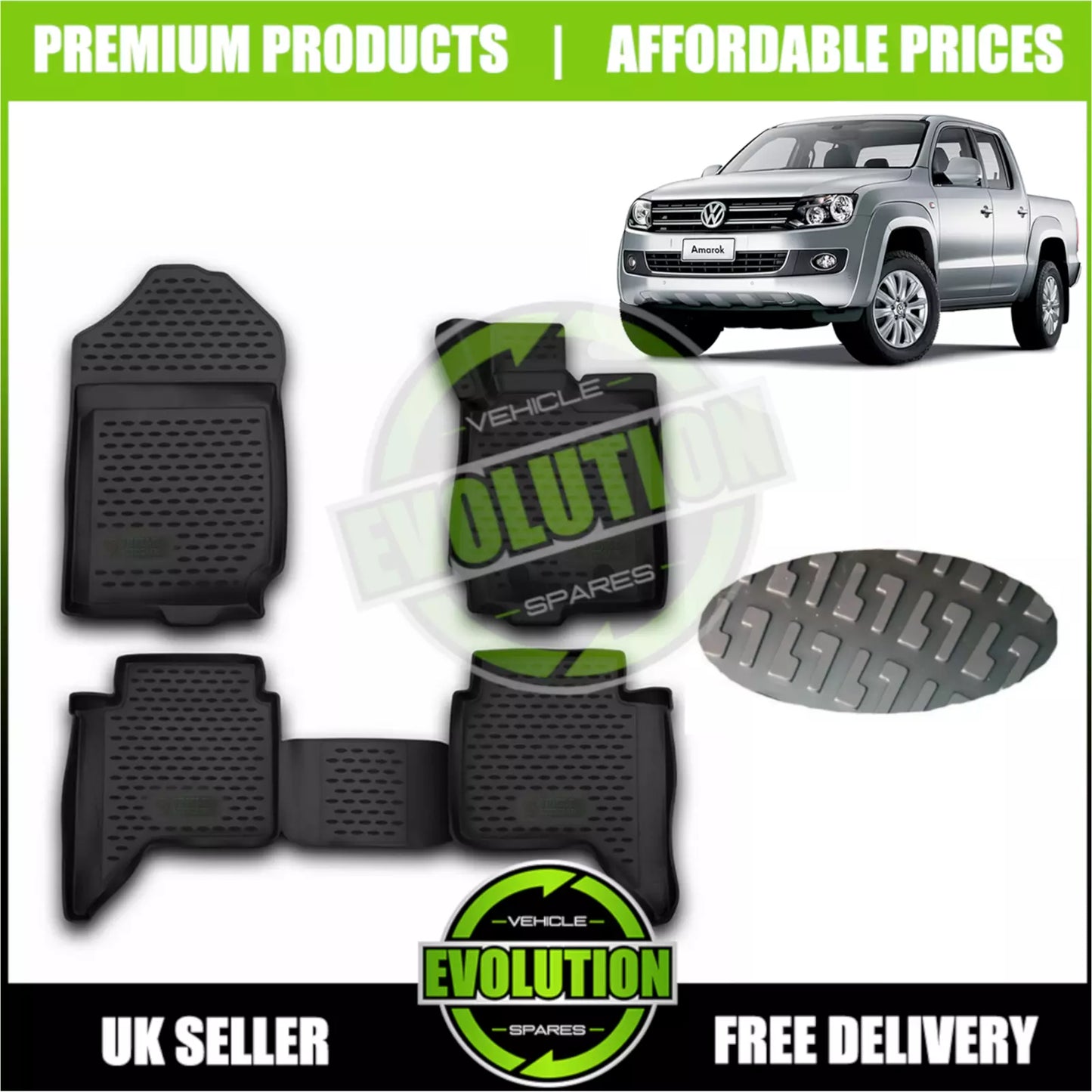 VW AMAROK Double Cab 2010-2016 Full Rubber Mat Set 3D Tailored Heavy Duty Mats