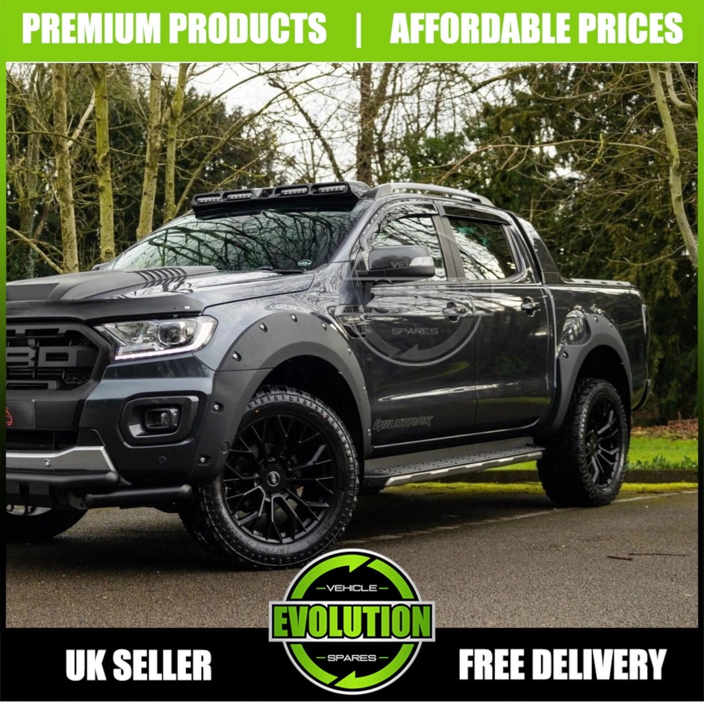 Wide Wheel Arches Fender Flares Matte Black To Fit FORD RANGER 2016-2019 T7