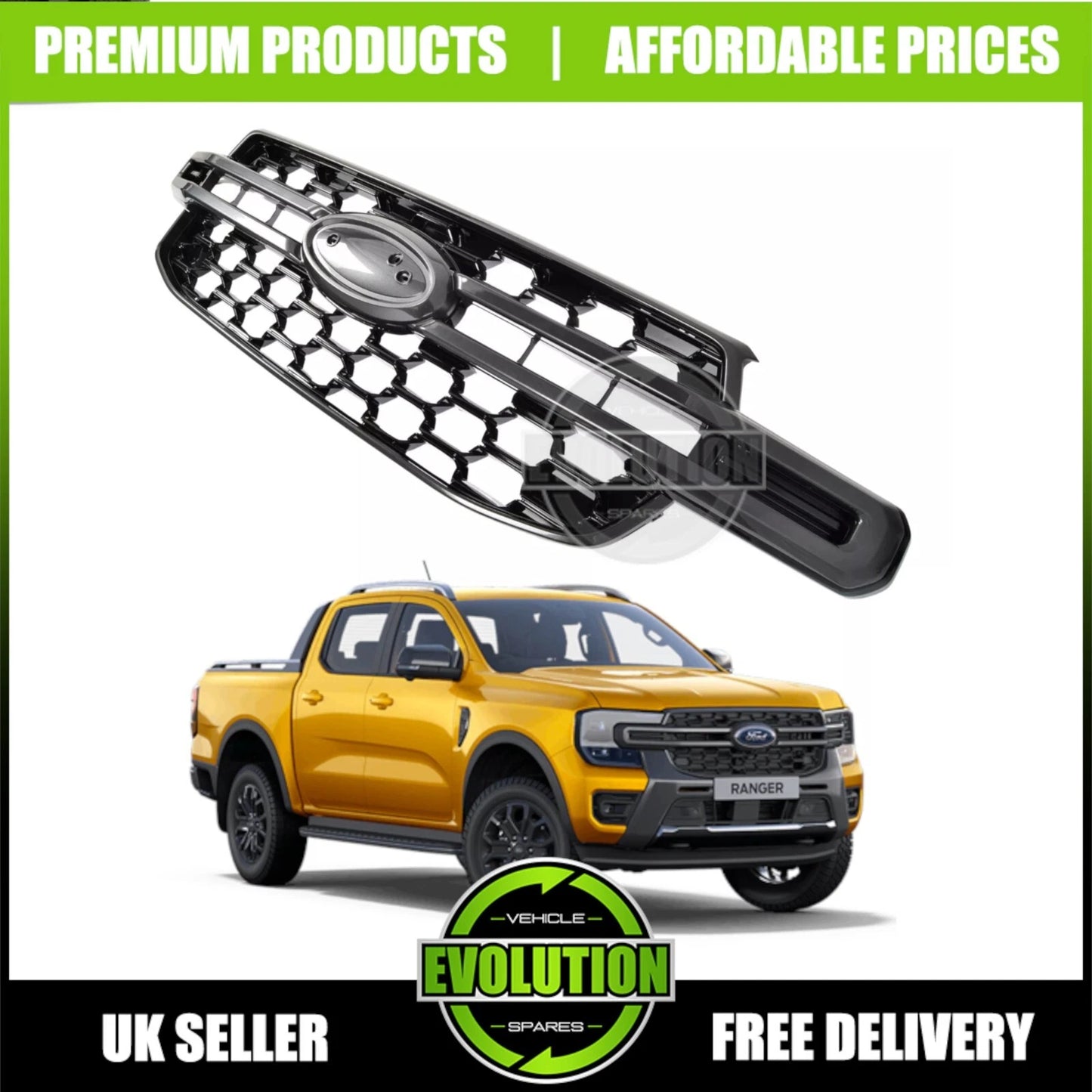 FRONT GRILL GRILLE OEM REPLACEMENT BLACK GREY FOR FORD RANGER  T9 2023-2025