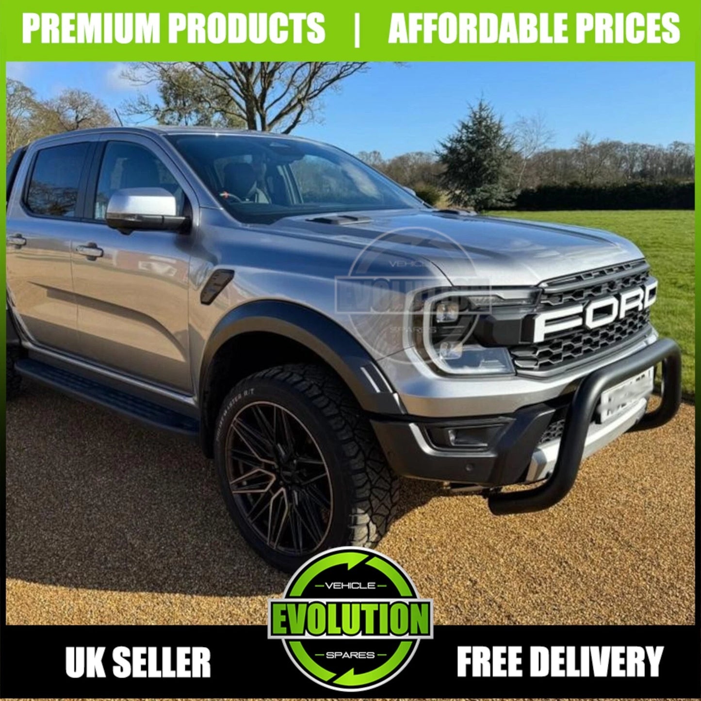 RAPTOR STYLE BUMPER WHEEL ARCHES MATTE BLACK BODYKIT KIT FOR FORD RANGER T9 23+