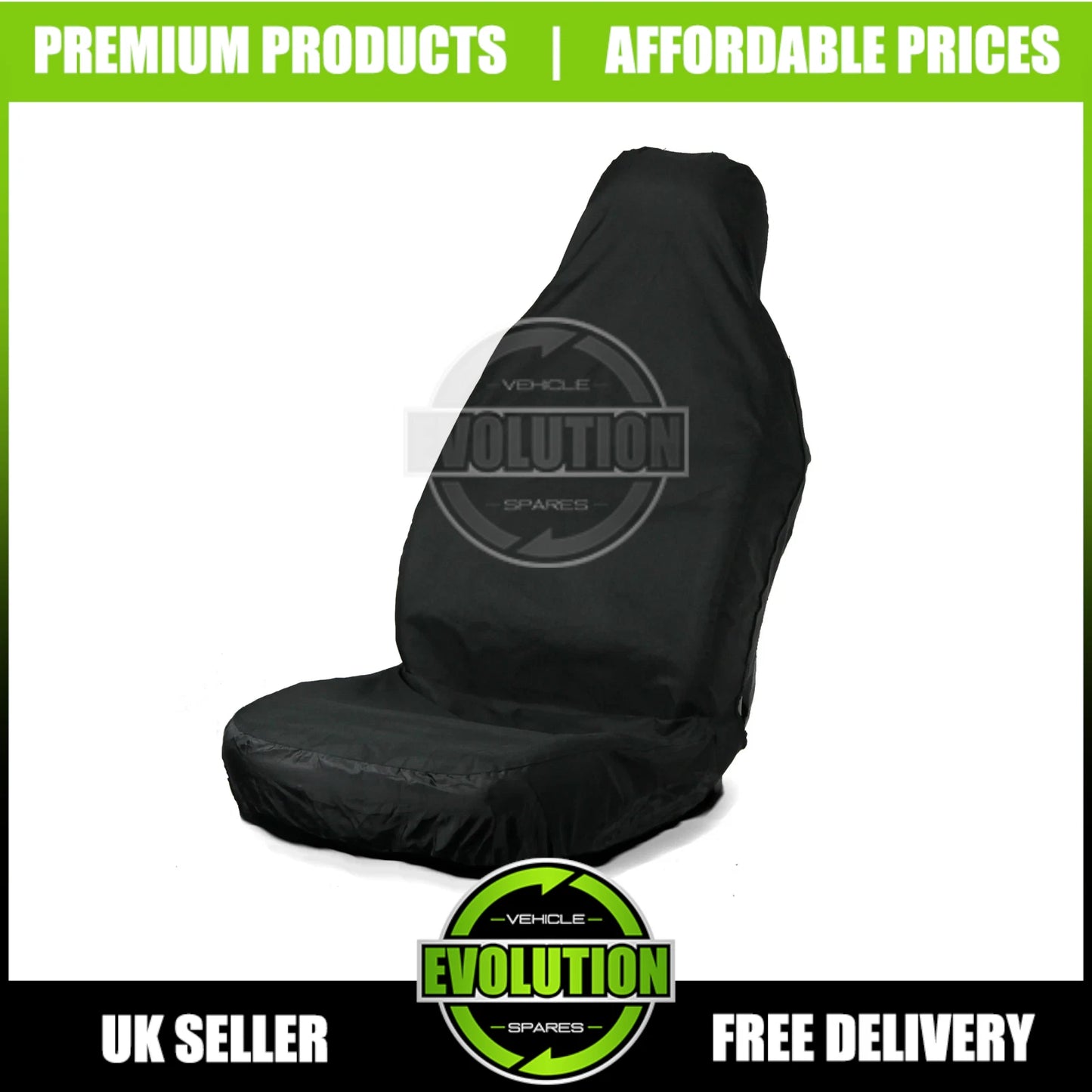 FITS FORD TRANSIT CUSTOM HEAVY DUTY BLACK DRIVERS SINGLE SEAT COVER WATERPROOF