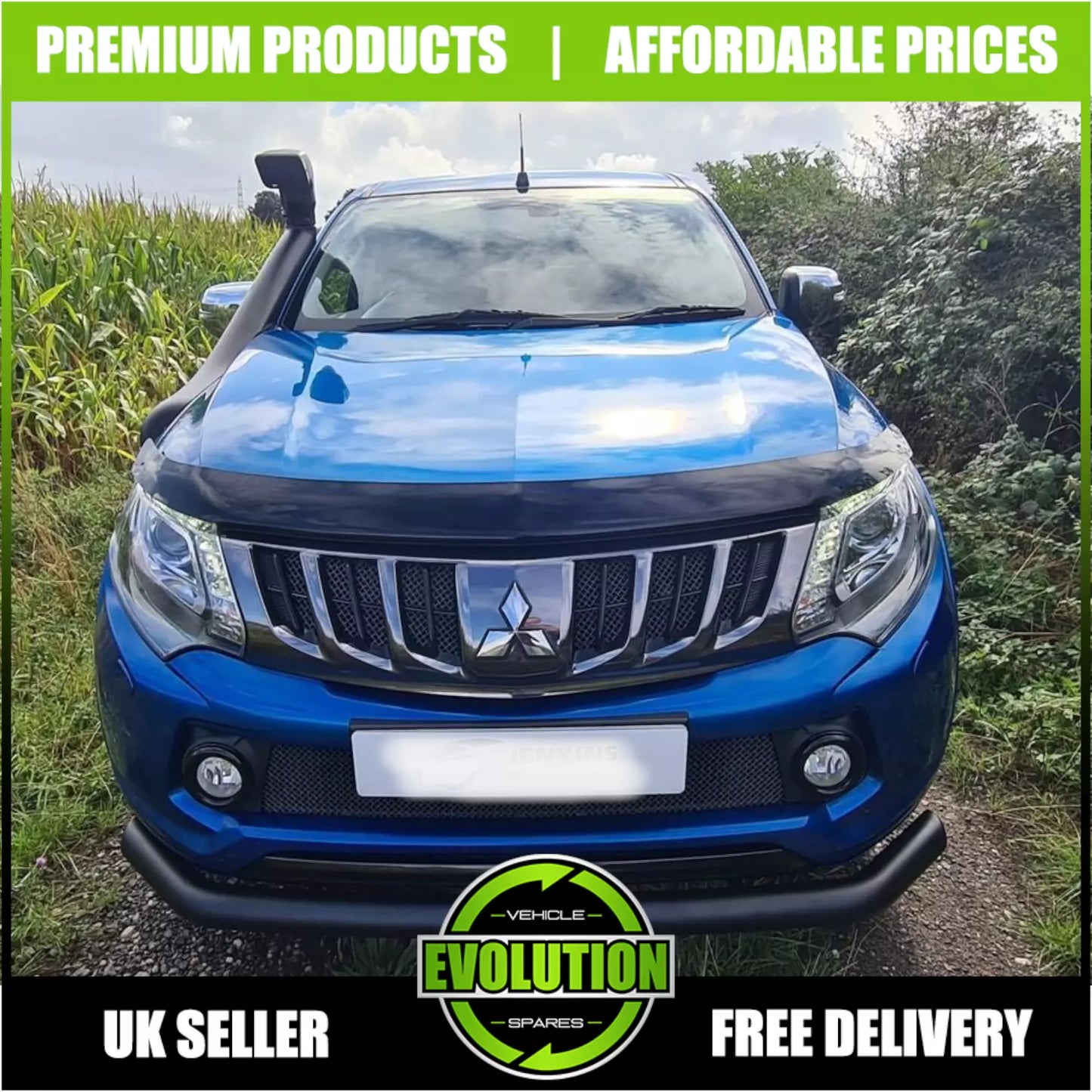 BONNET GUARD BUG DEFLECTOR PROTECTOR MITSUBISHI L200 2015-2018 GLOSS BLACK