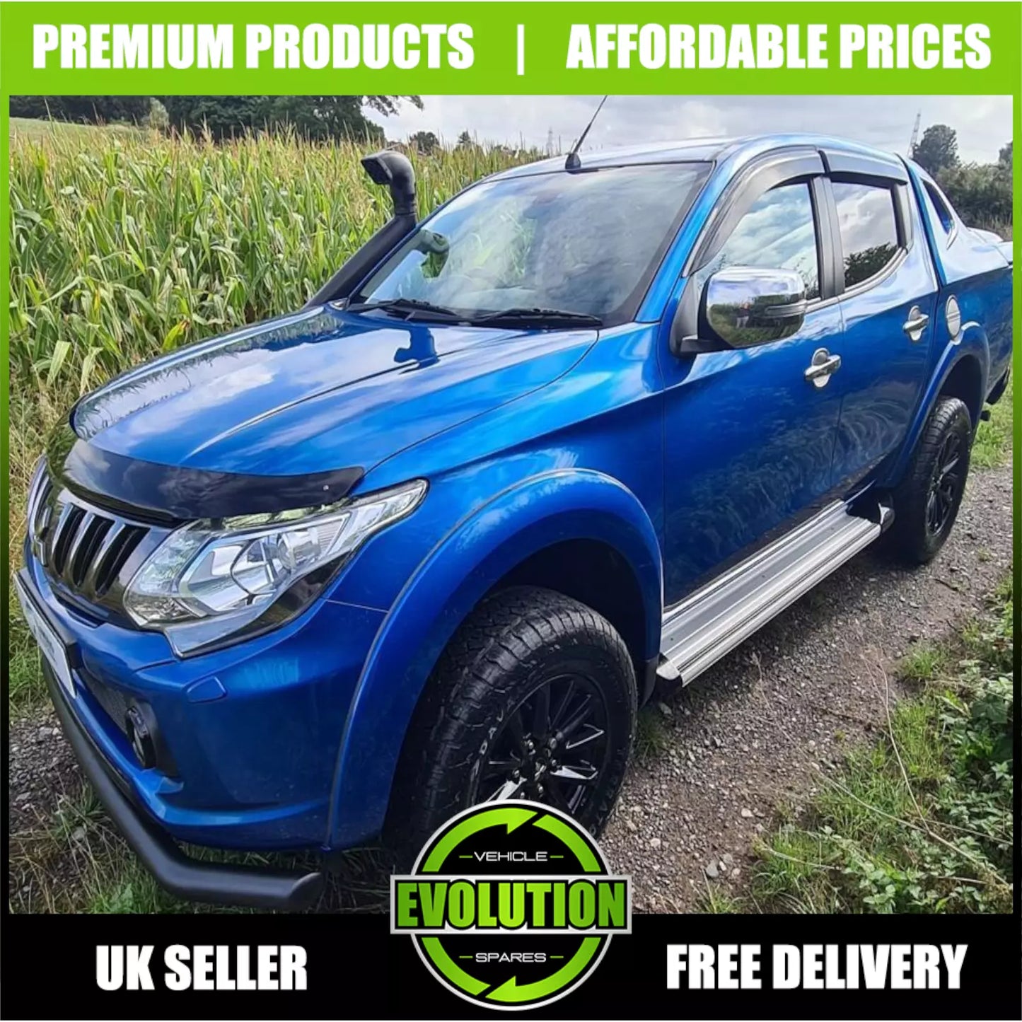 BONNET GUARD BUG DEFLECTOR PROTECTOR MITSUBISHI L200 2015-2018 GLOSS BLACK