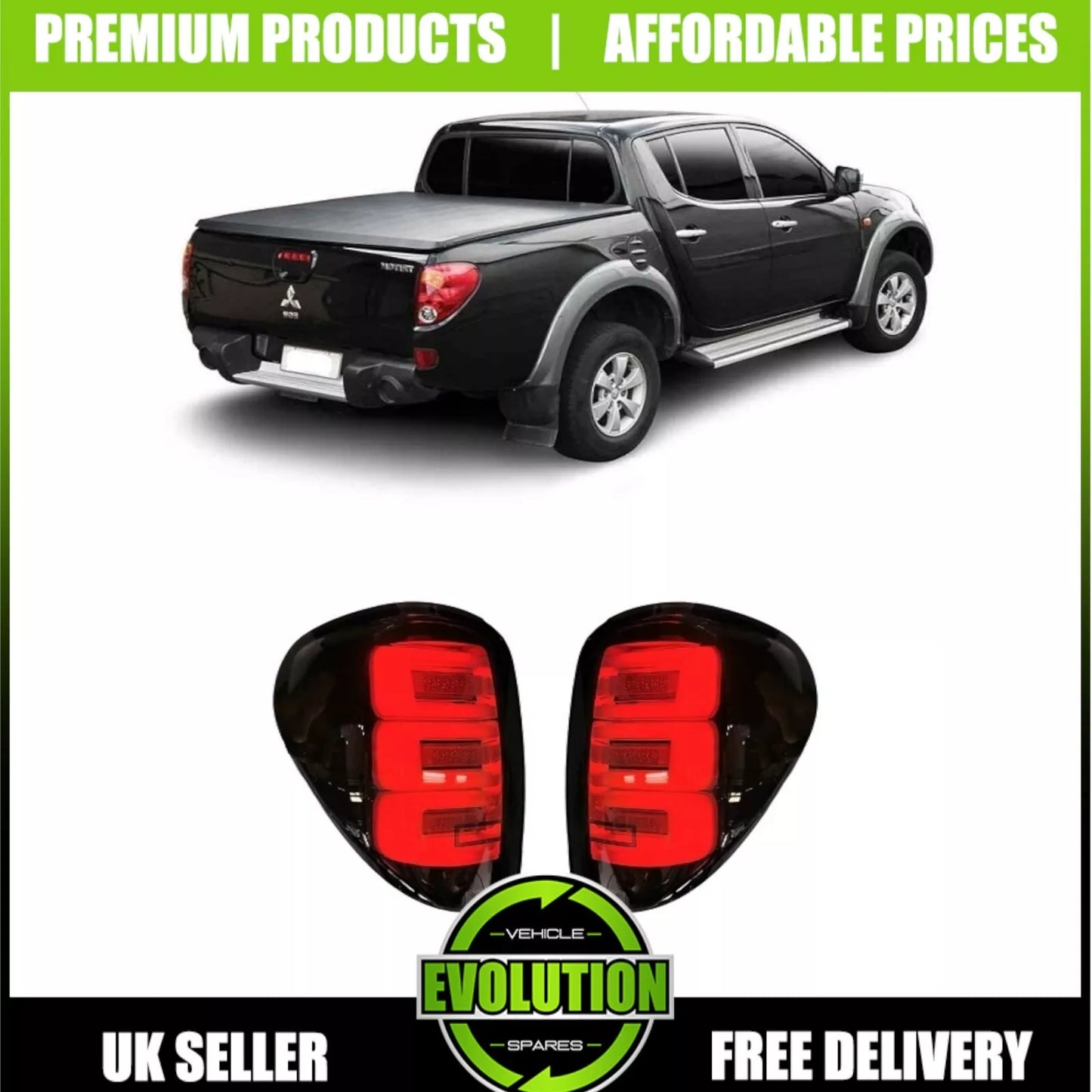 LED Rear back Lights For Mitsubishi L200 2005-14 Smoked black back light