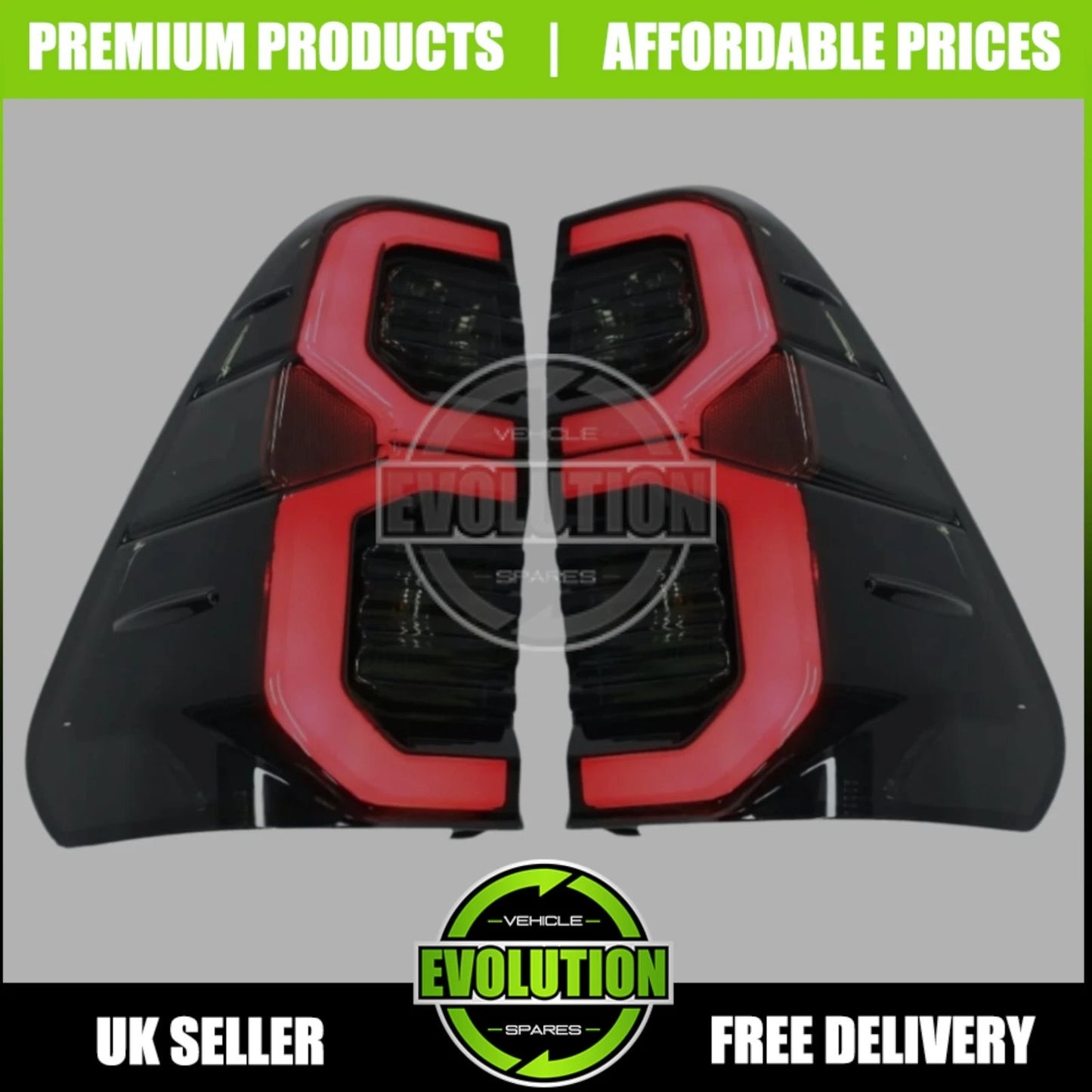 GR STYLE LED TAIL LIGHT SMOKED REAR LIGHTS UPGRADE FOR TOYOTA HILUX 2016-2024