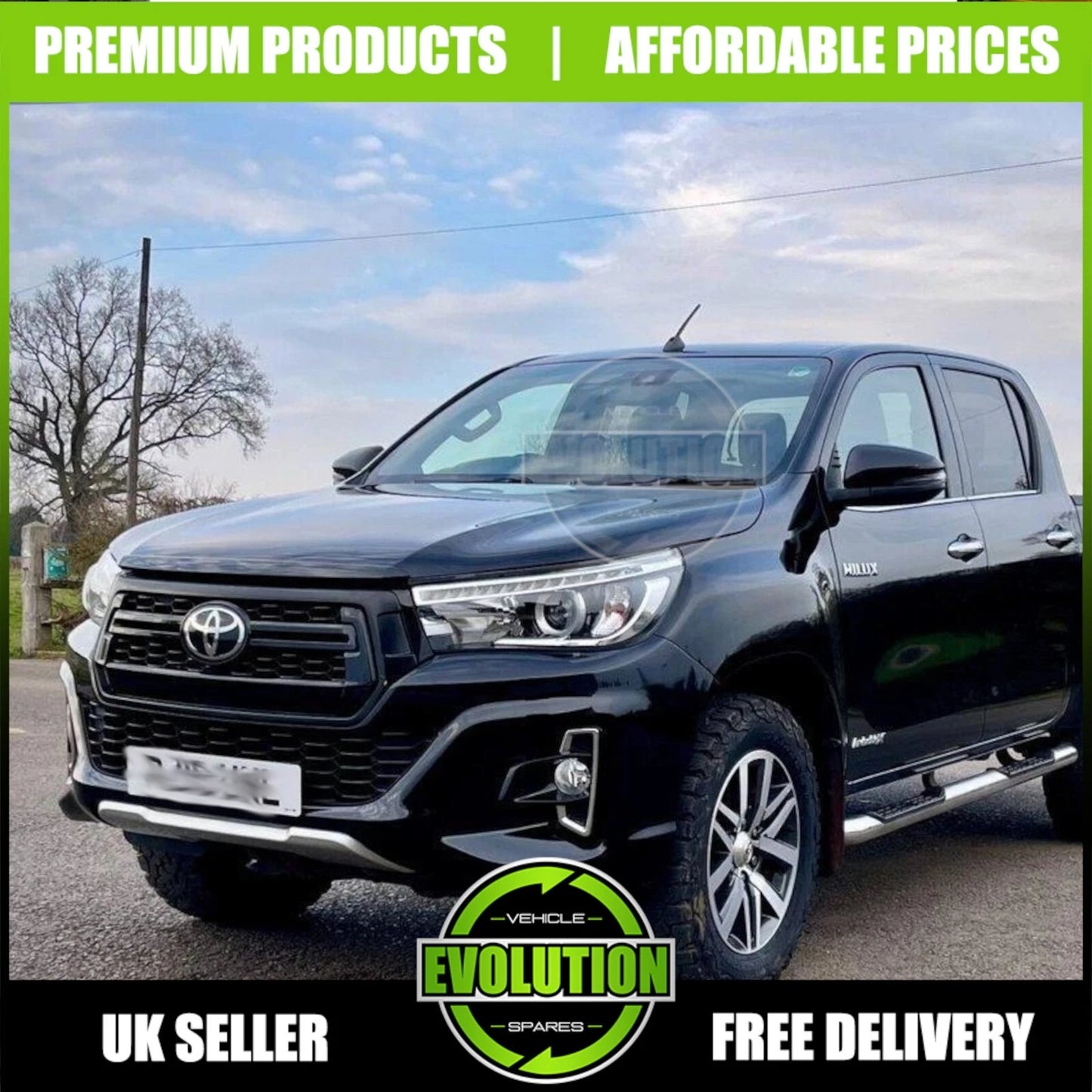 GLOSS BLACK FRONT GRILLE ROCCO GRILL FOR TOYOTA HILUX INVINCIBLE X MK8 2018-2020