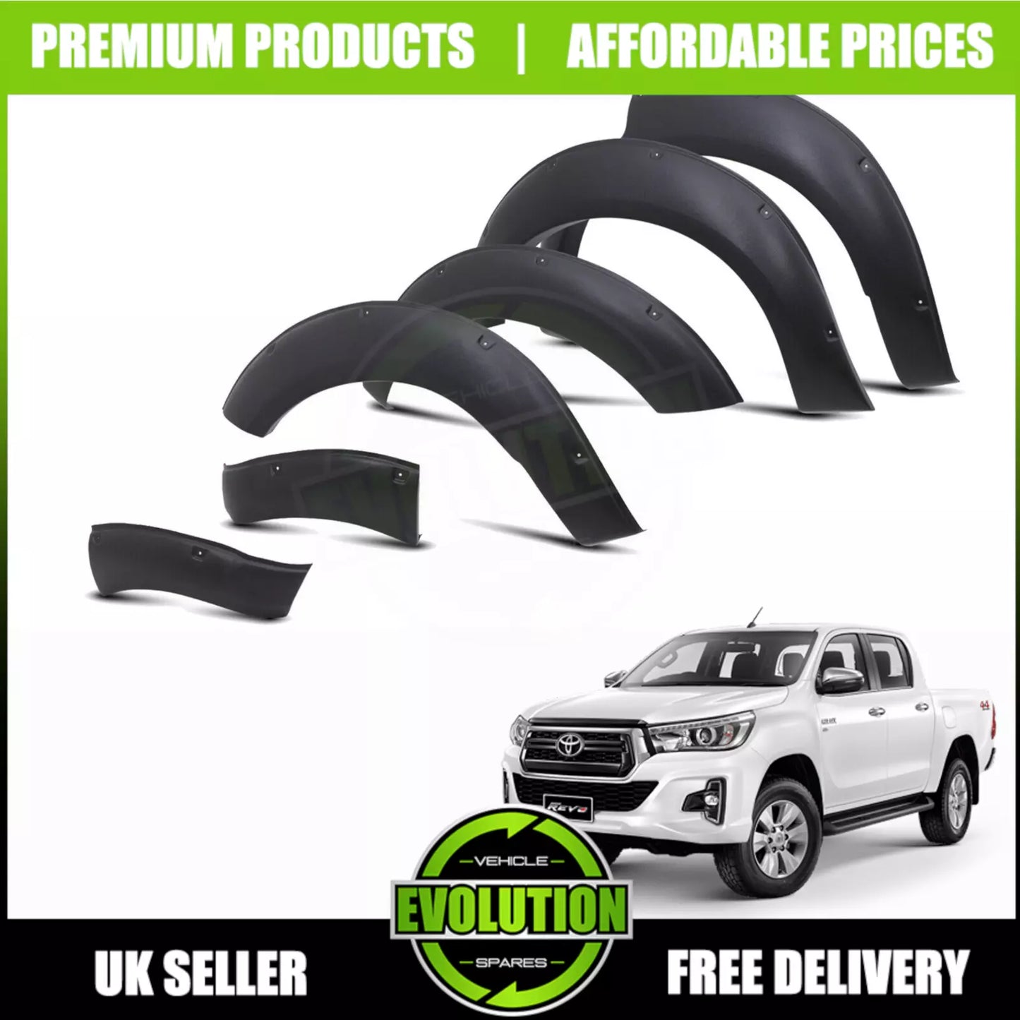 fits TOYOTA HILUX 2019-2024 Wide Wheel Arches Arche Fender Flares - Matte Black
