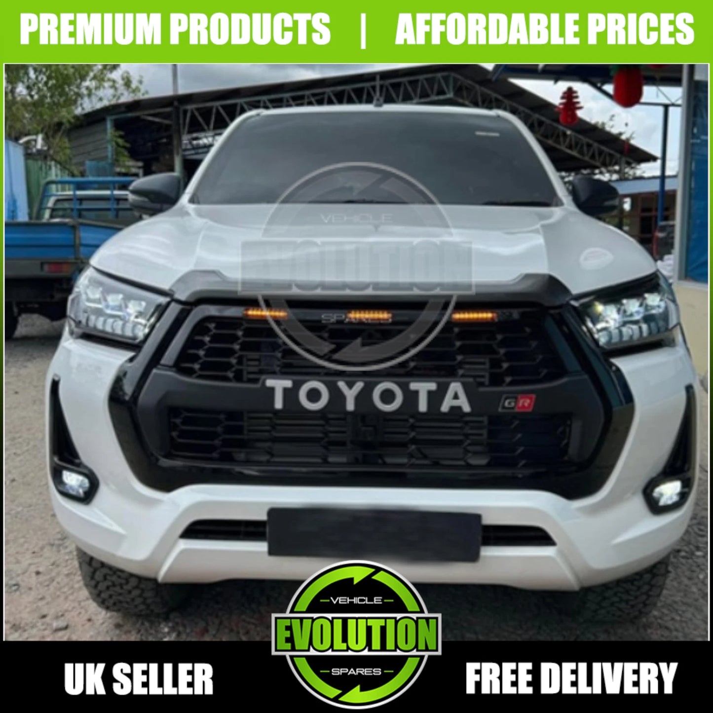 FRONT GRILLE GRILL GR SPORT SYLE LED MATTE FOR TOYOTA HILUX INVINCIBLE 2020-2025