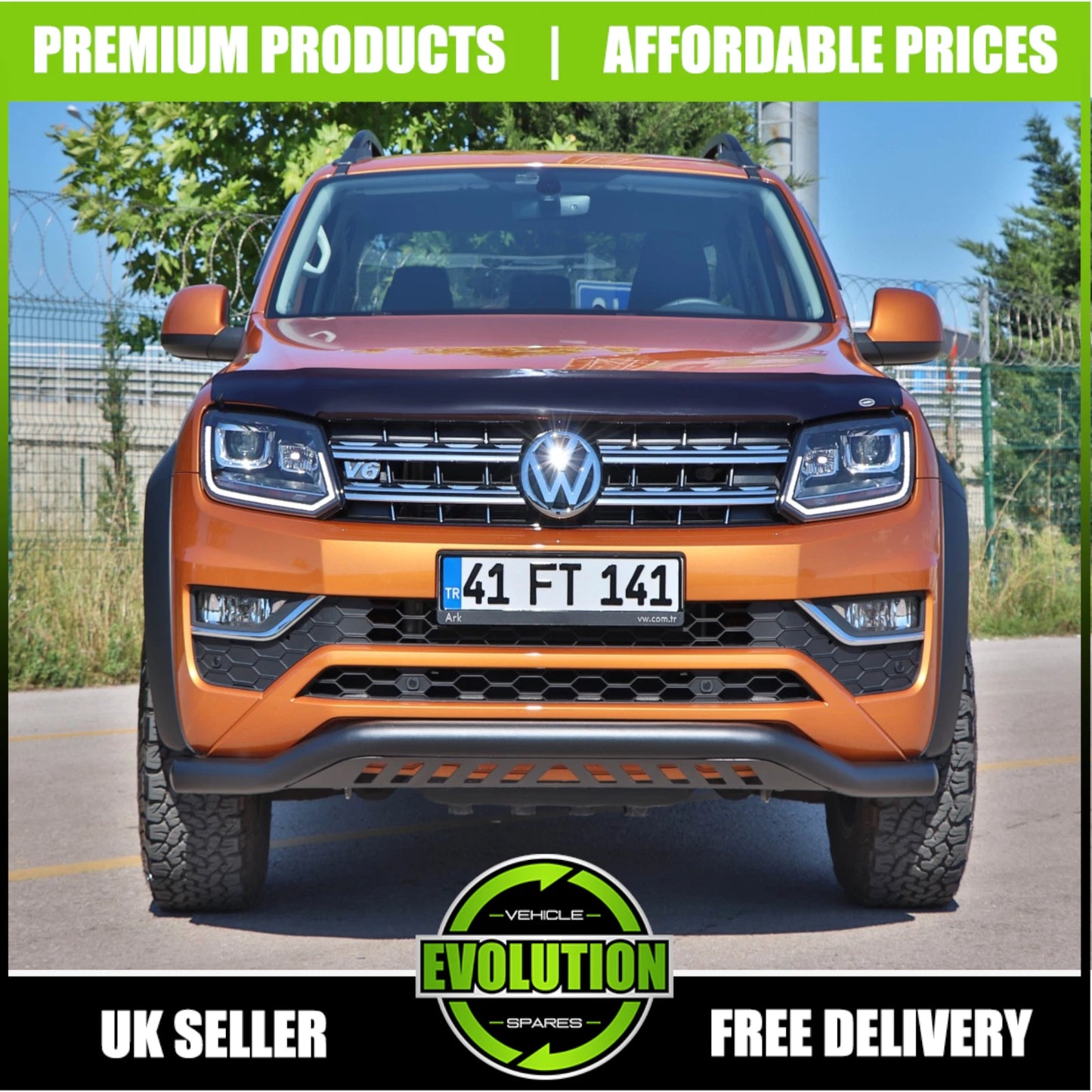 BLACK NUDGE A-BAR BULL BAR GUARD CITY AXLE TO FIT VW AMAROK 2010-2016