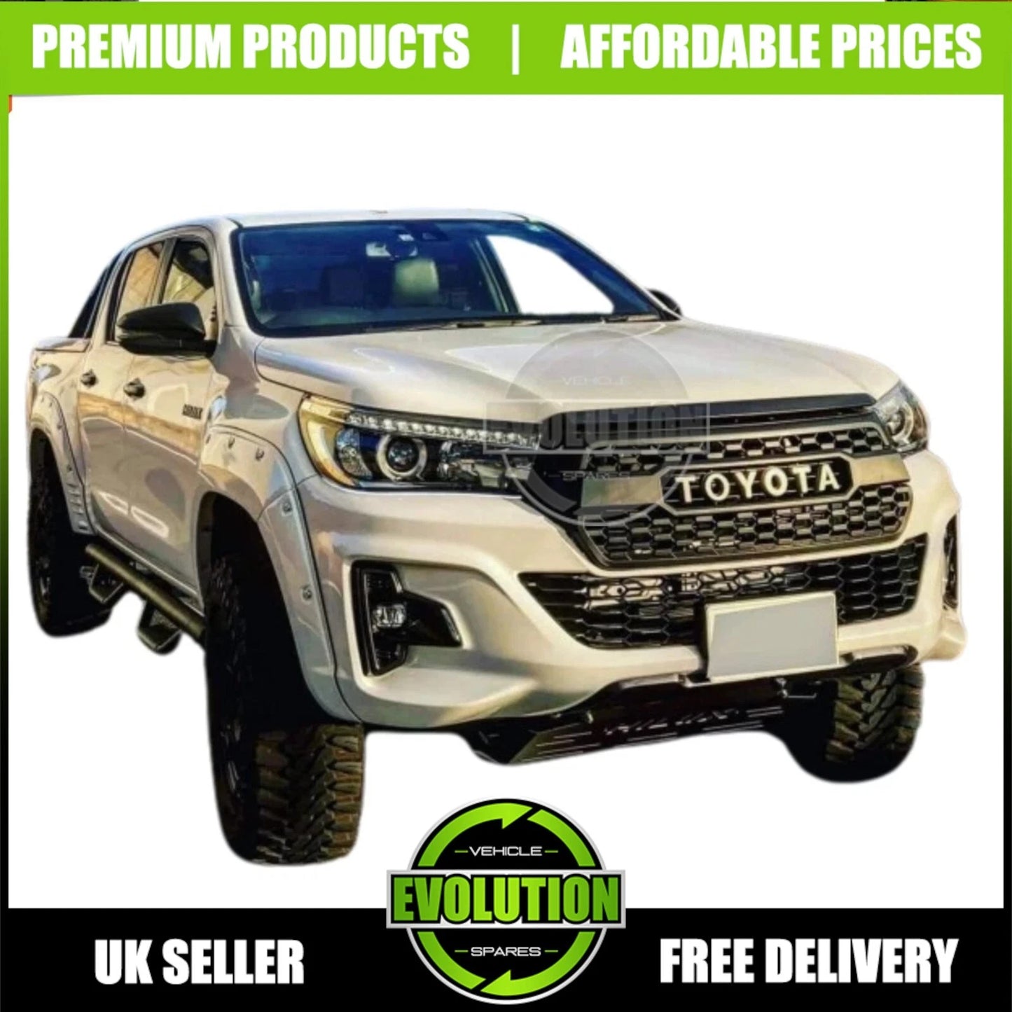 BLACK FRONT GRILLE GRILL TUNDRA SYLE FIT TOYOTA HILUX INVINCIBLE X MK8 2018-2020