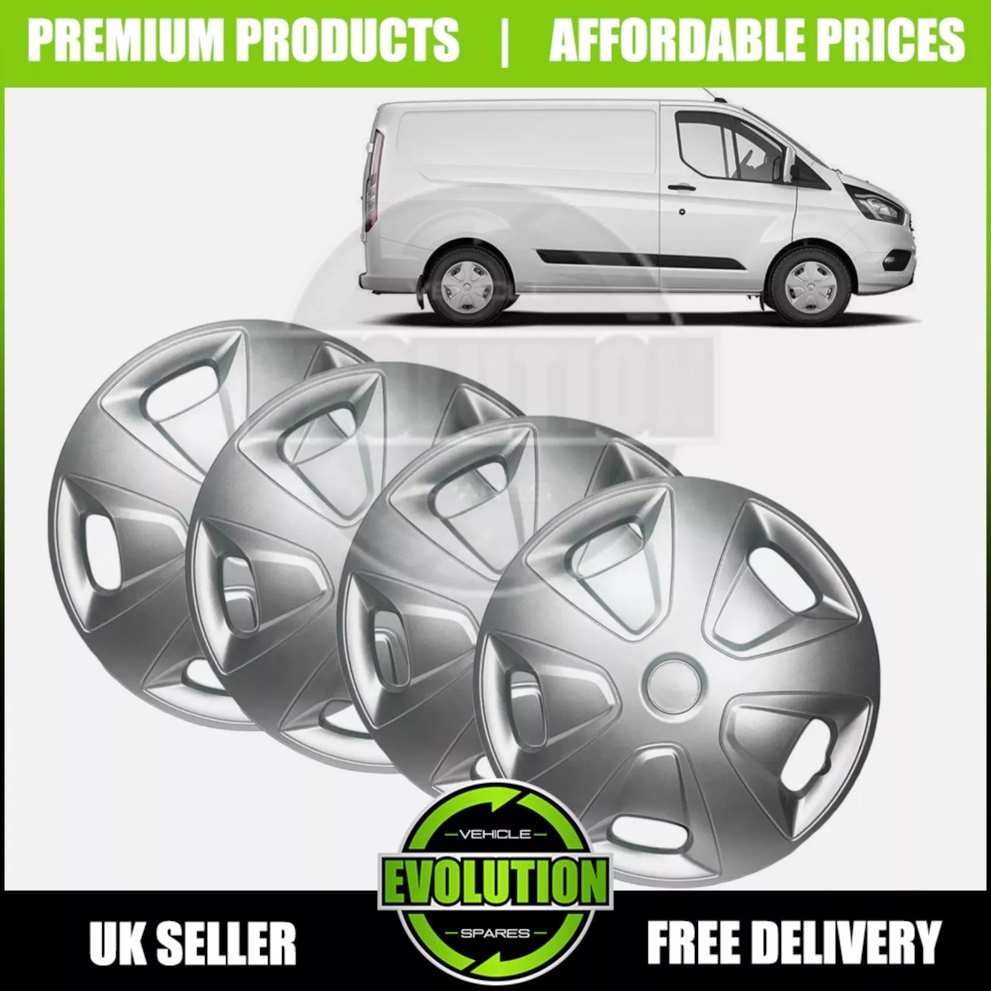 16" WHEEL TRIMS HUB CAPS COVERS RIMS FITS FORD TRANSIT CUSTOM SET 2012 - 2025