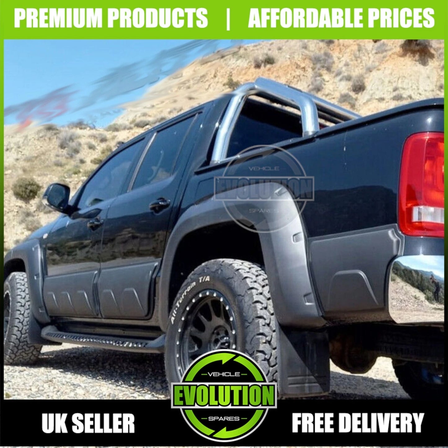MATTE BLACK LARGE SIDE DOOR BODY KIT CLADDING TRIM FITS VW AMAROK MK1 2010-2020