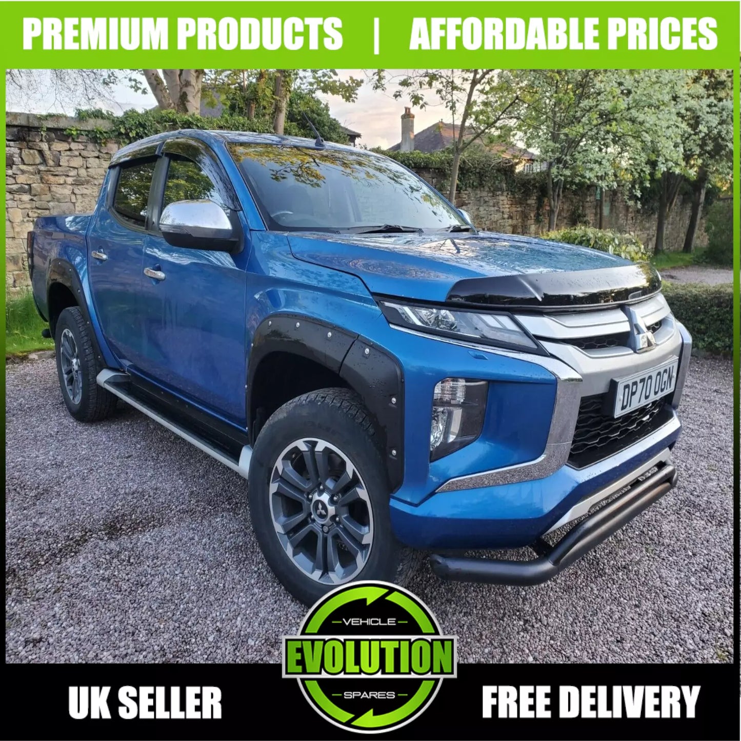 Mitsubishi L200 Series 6 2019 onwards Wide Wheel Arch Kit Matt Black Bolt Look