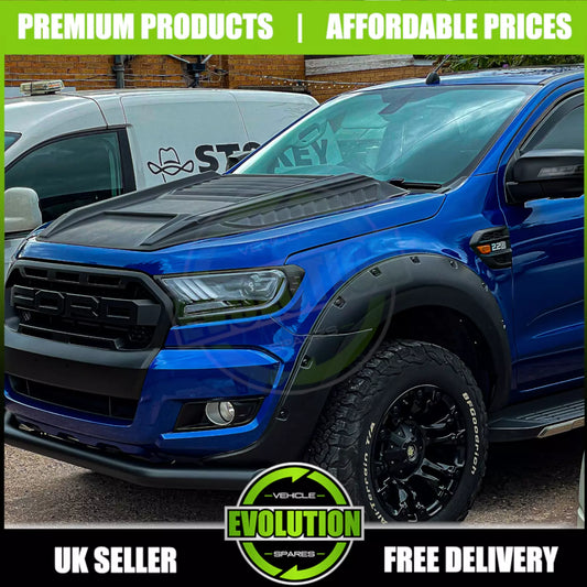 BONNET SCOOP GRILL VENT LARGE MATTE BLACK TO FIT FORD RANGER 2016-2022 T7 T8