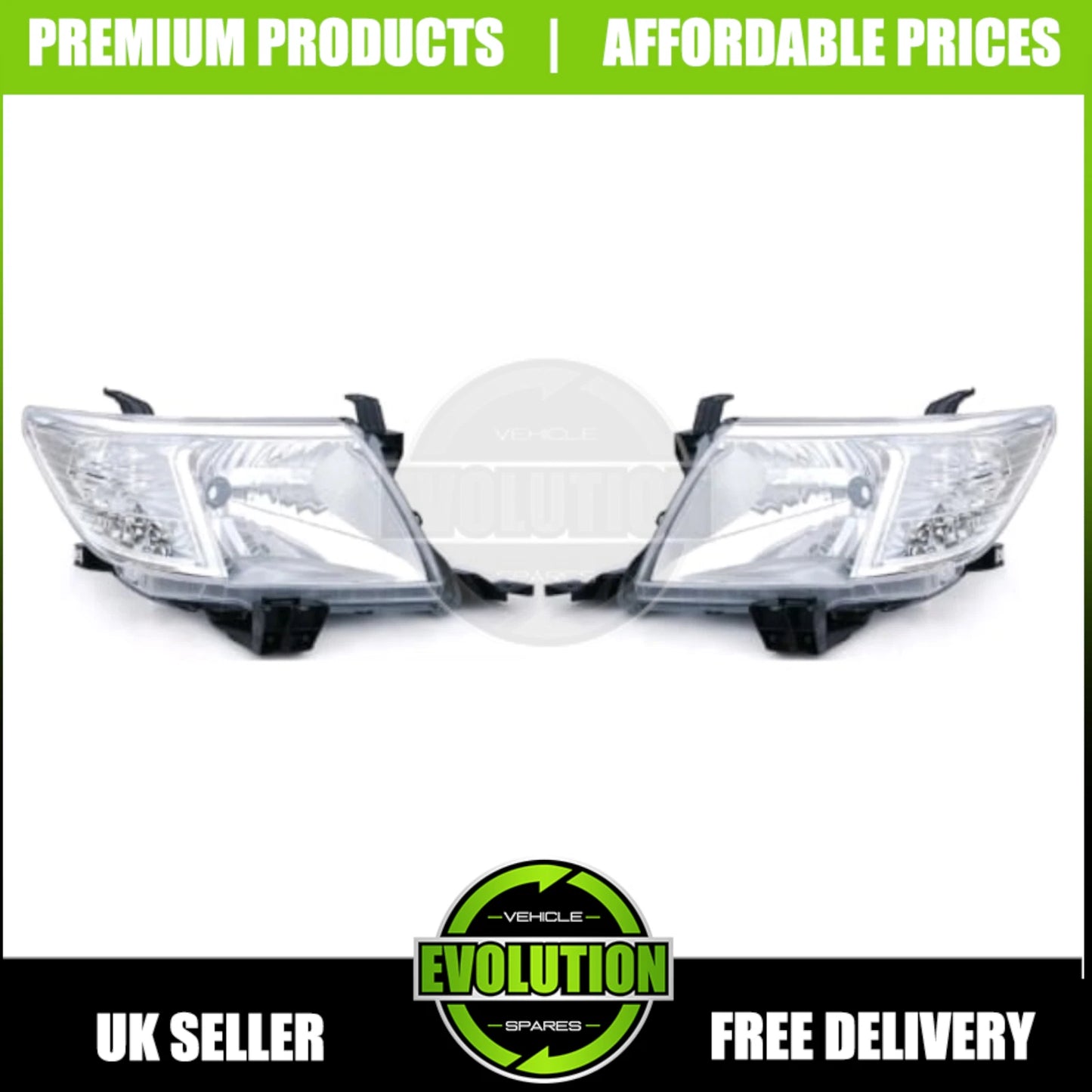 PAIR LEFT RIGHT FRONT HALOGEN HEADLIGHT LAMPS FITS FOR TOYOTA HILUX 2012-2016