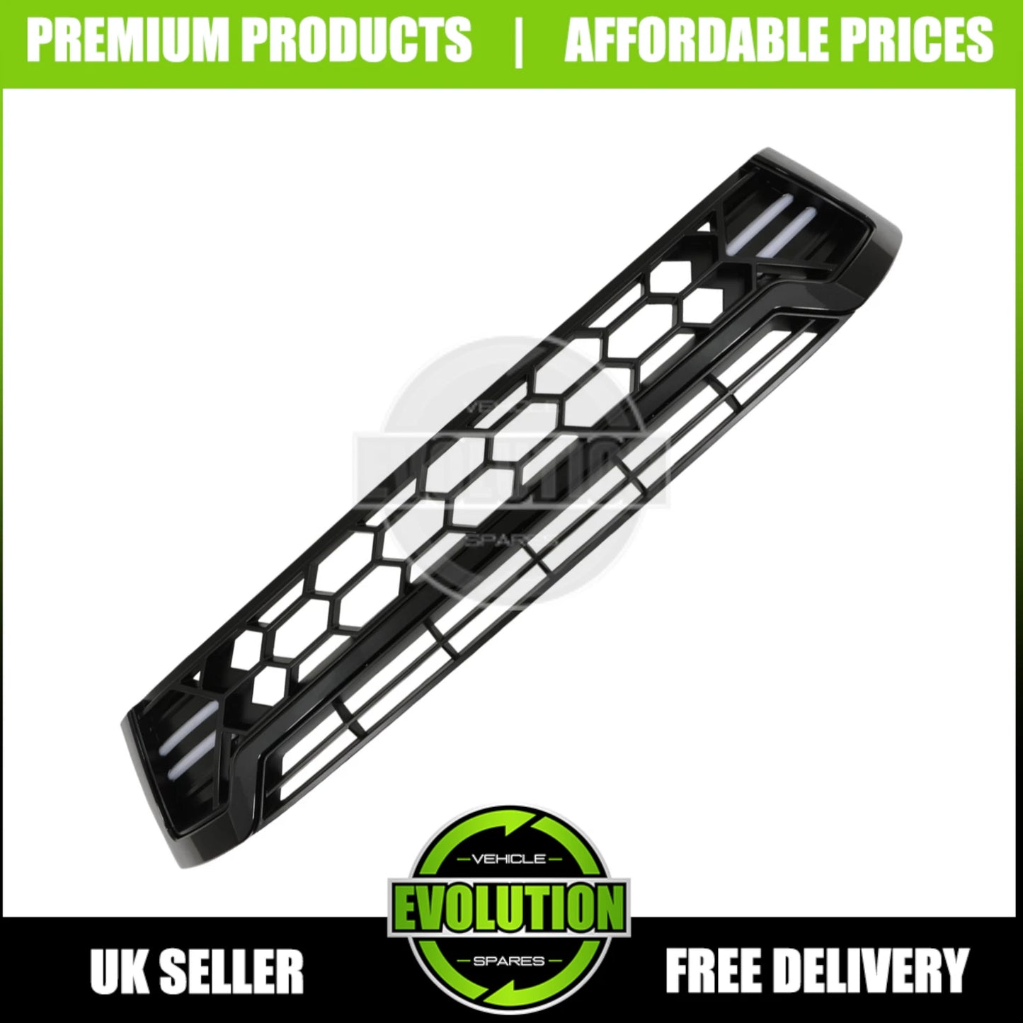 BLACK FRONT GRILLE LED ROCCO GRILL FOR TOYOTA HILUX MK8 2016-2020