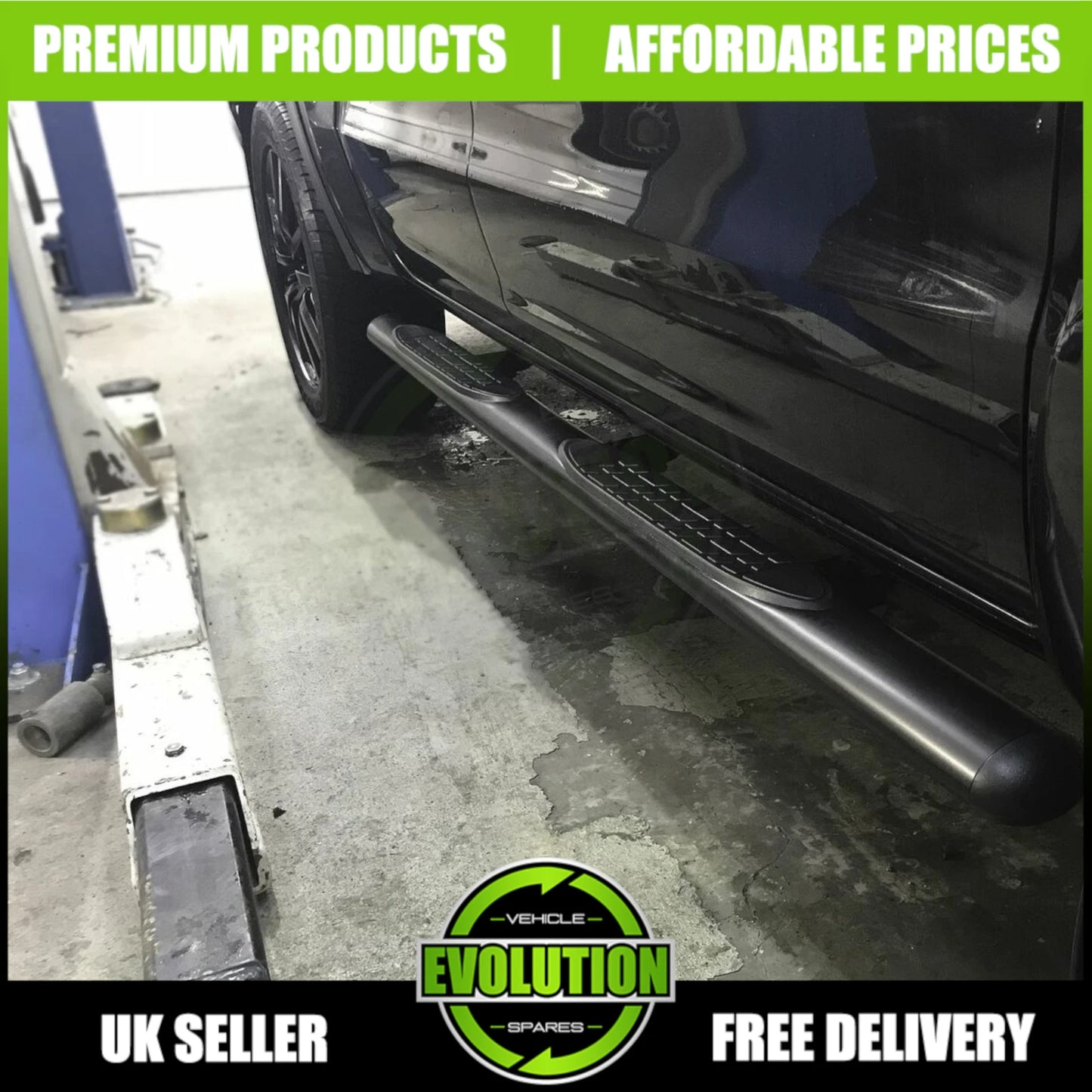 TO FIT TOYOTA HILUX 2016 on Black Side Steps Bars Running Boards