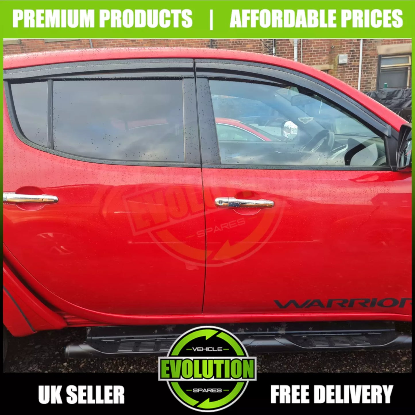 WIND RAIN SMOKE DEFLECTORS VISORS MITSUBISHI L200 2006-2014 EXTERNAL FIT